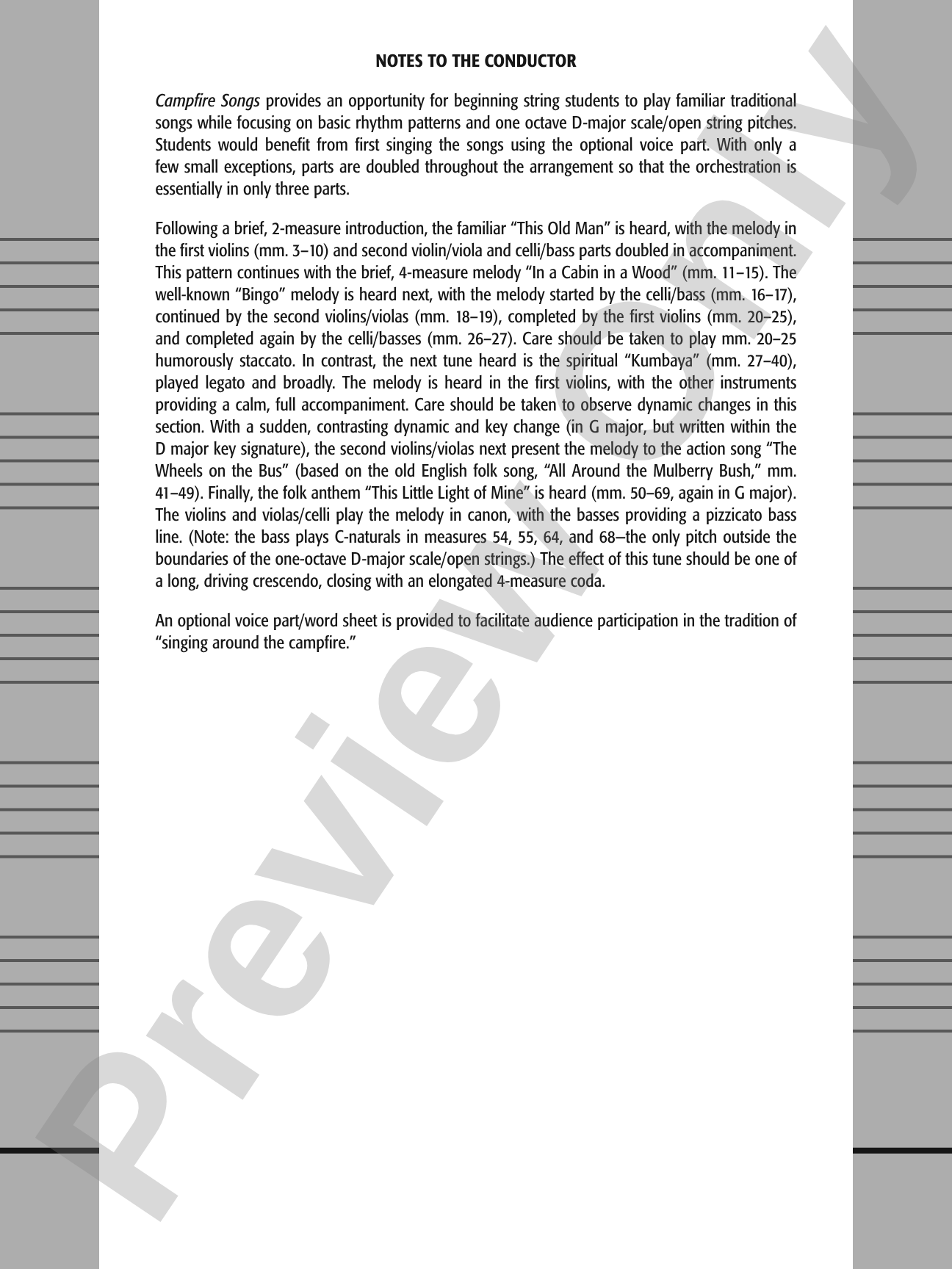 Campfire Songs: String Orchestra Conductor Score & Parts
