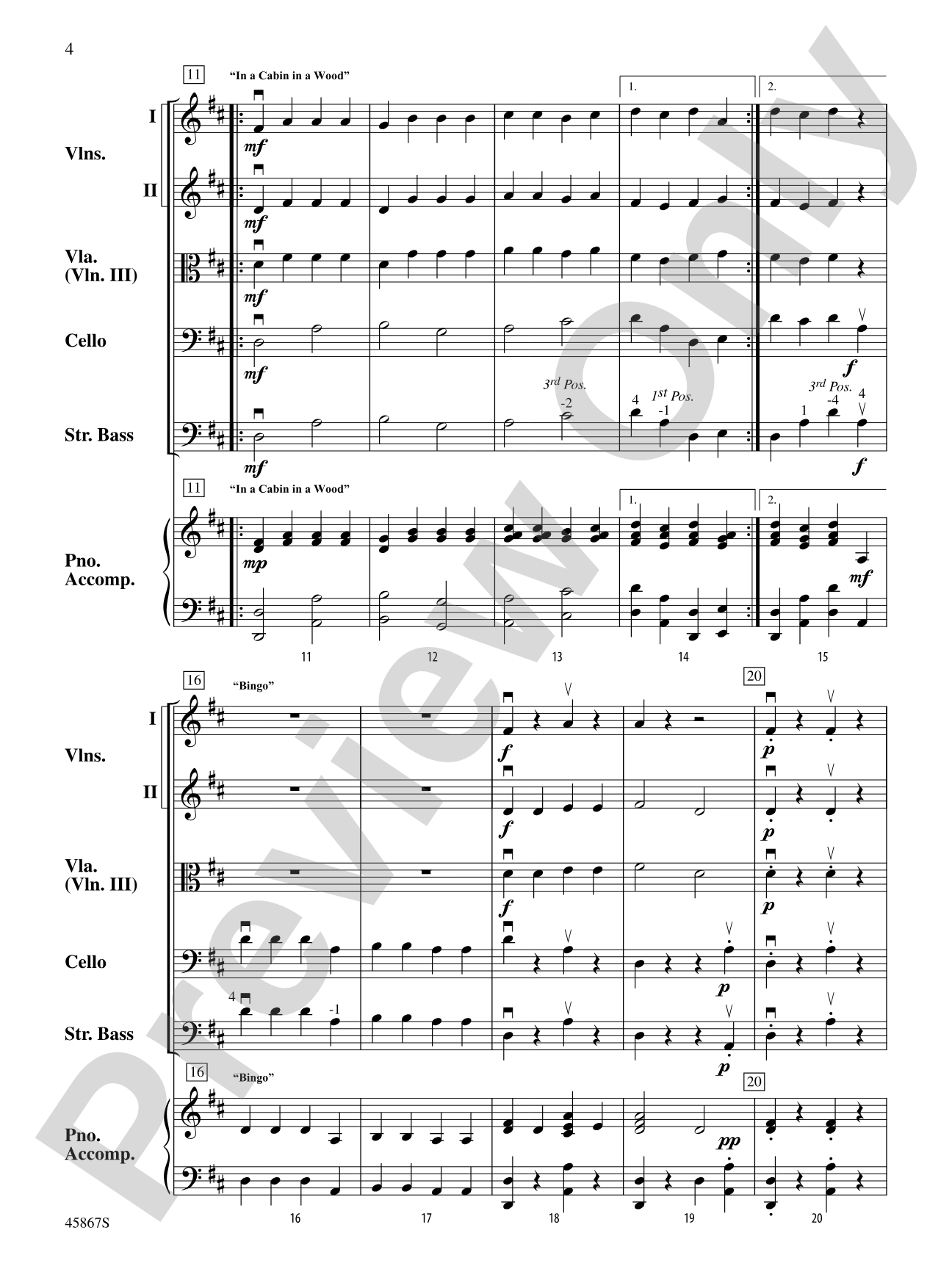 Campfire Songs: String Orchestra Conductor Score & Parts
