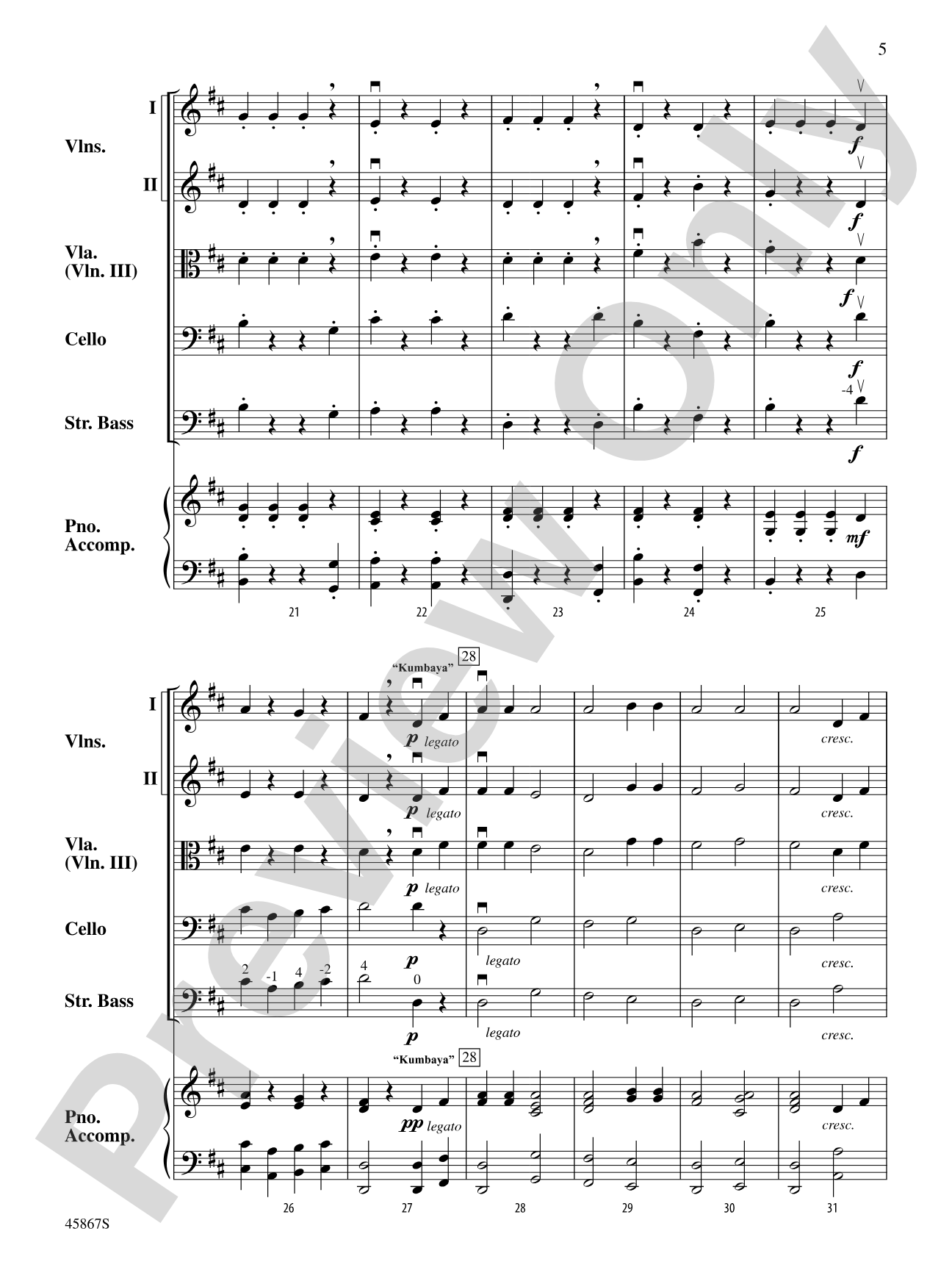 Campfire Songs: String Orchestra Conductor Score & Parts