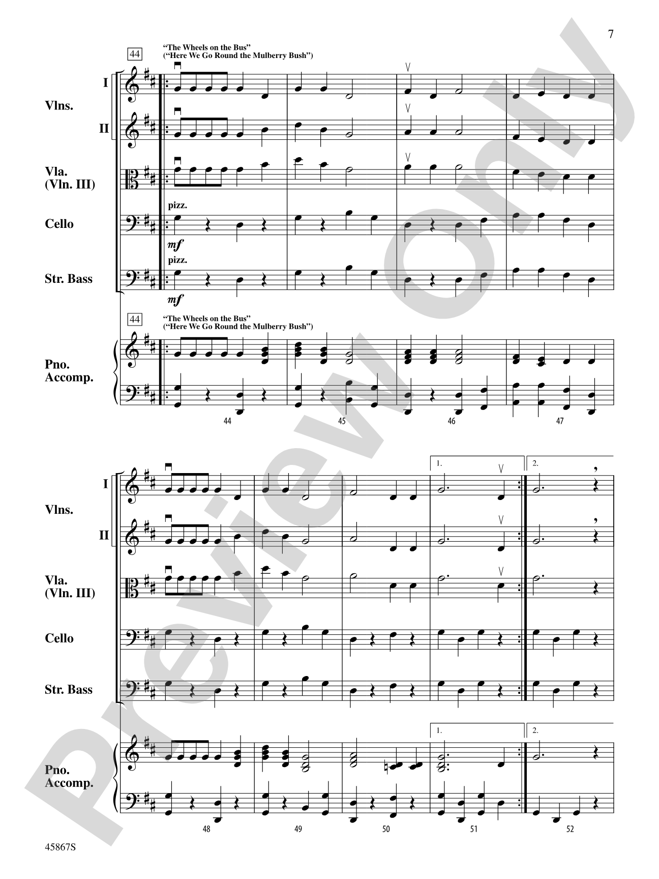 Campfire Songs: String Orchestra Conductor Score & Parts