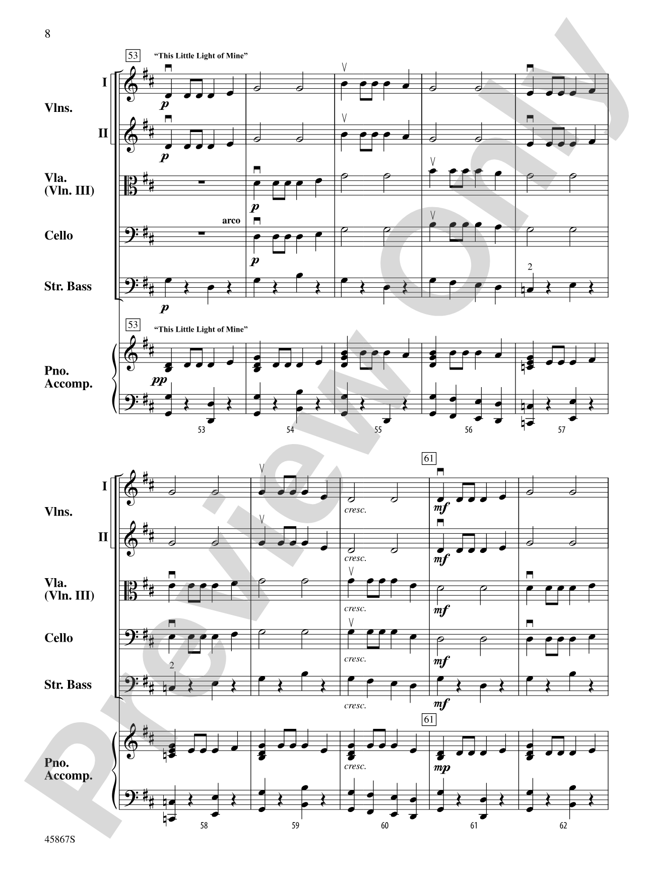 Campfire Songs: String Orchestra Conductor Score & Parts