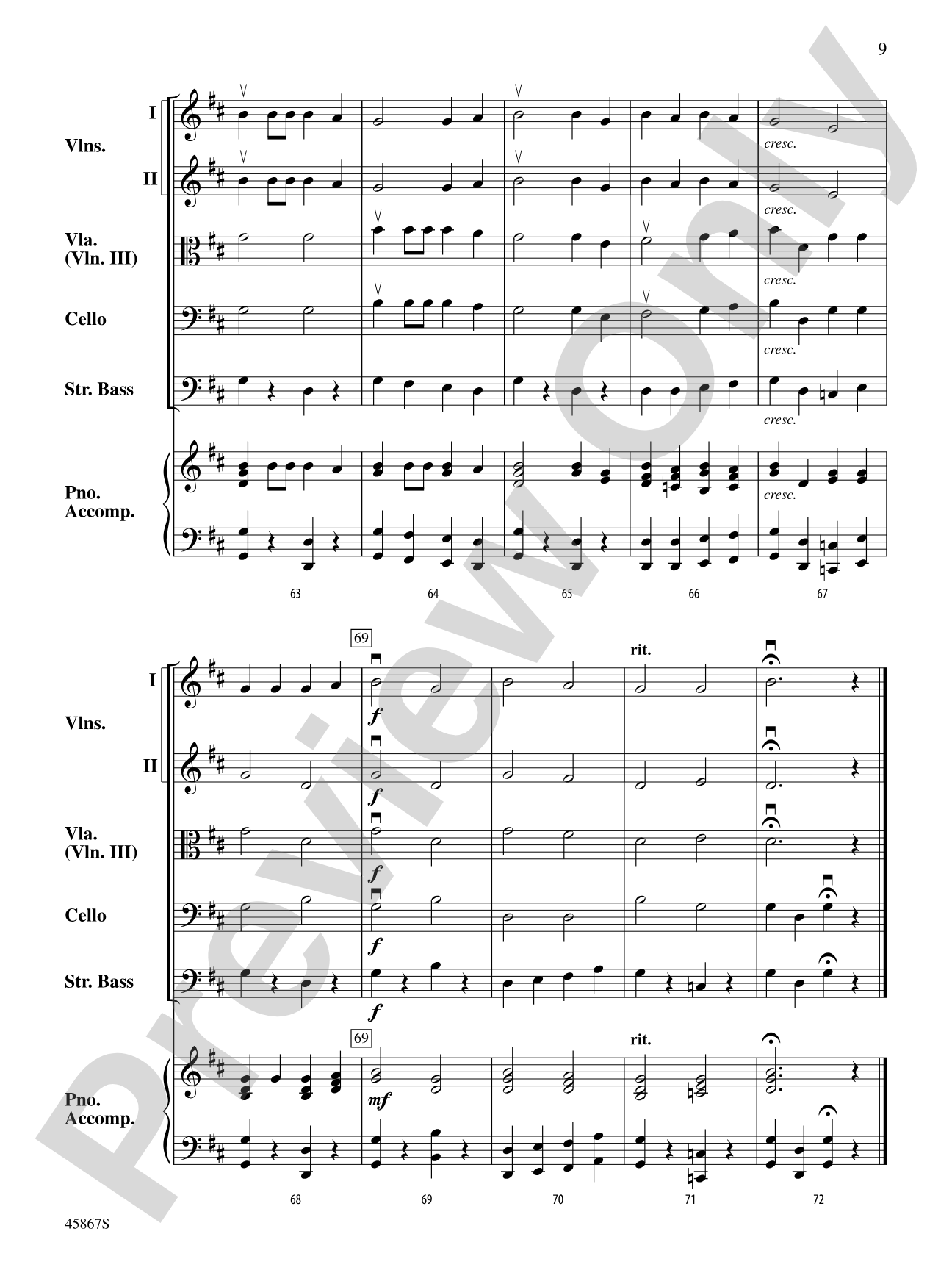 Campfire Songs: String Orchestra Conductor Score & Parts