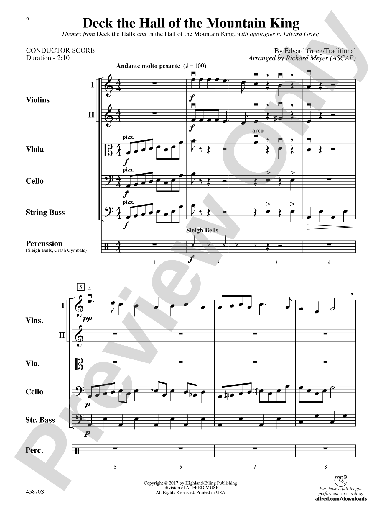Deck the Hall of the Mountain King: String Orchestra Conductor Score & Parts