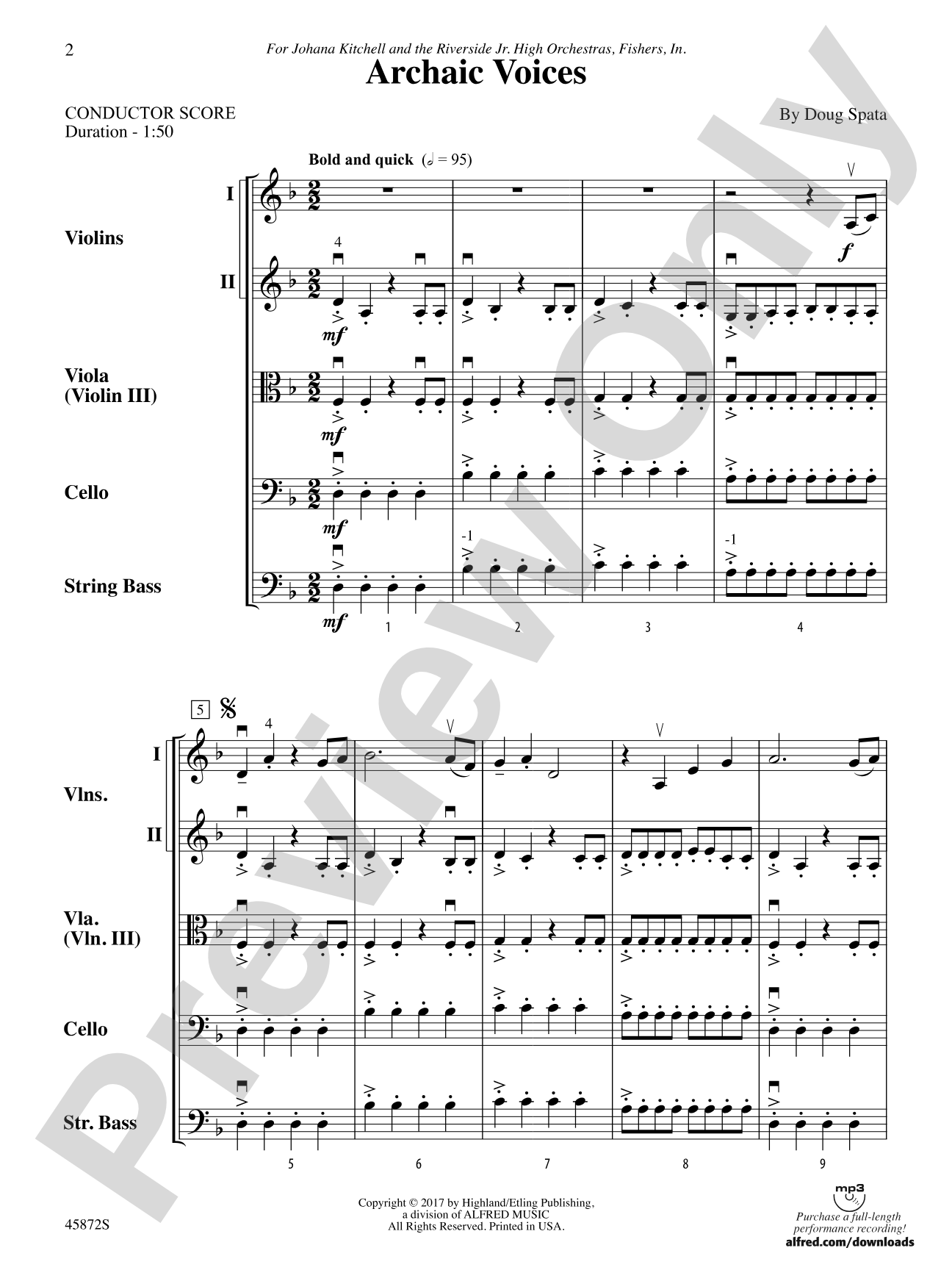Archaic Voices: String Orchestra Conductor Score & Parts