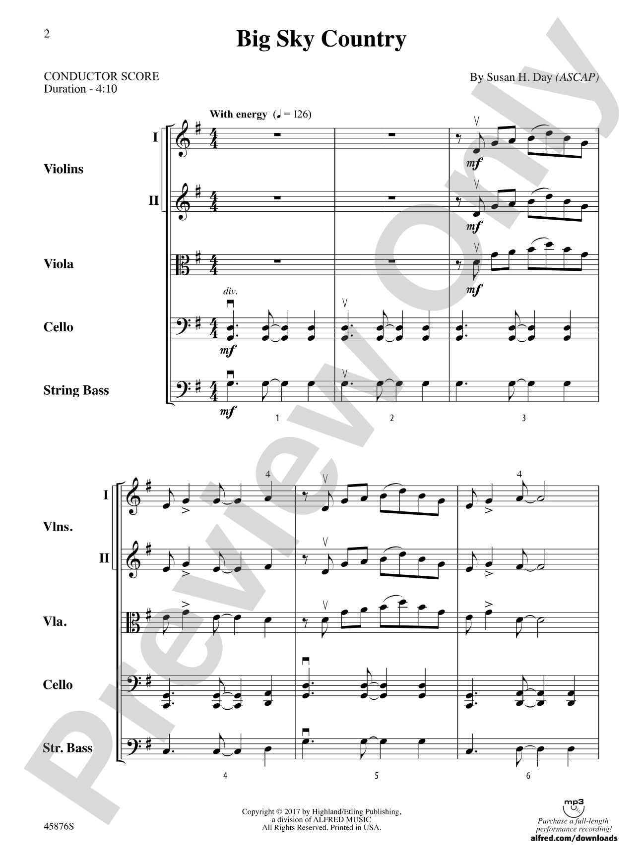 Big Sky Country: String Orchestra Conductor Score & Parts