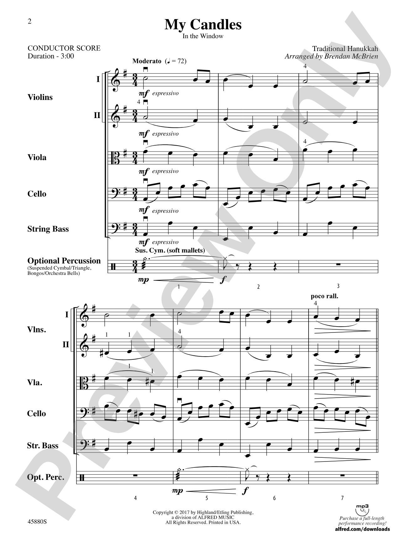 My Candles: String Orchestra Conductor Score & Parts