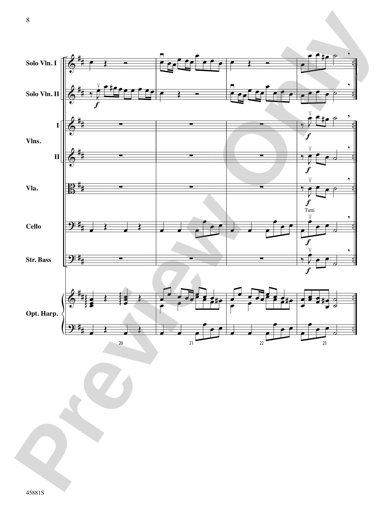 Concerto for Two Violins in D Major: String Orchestra Conductor Score & Parts