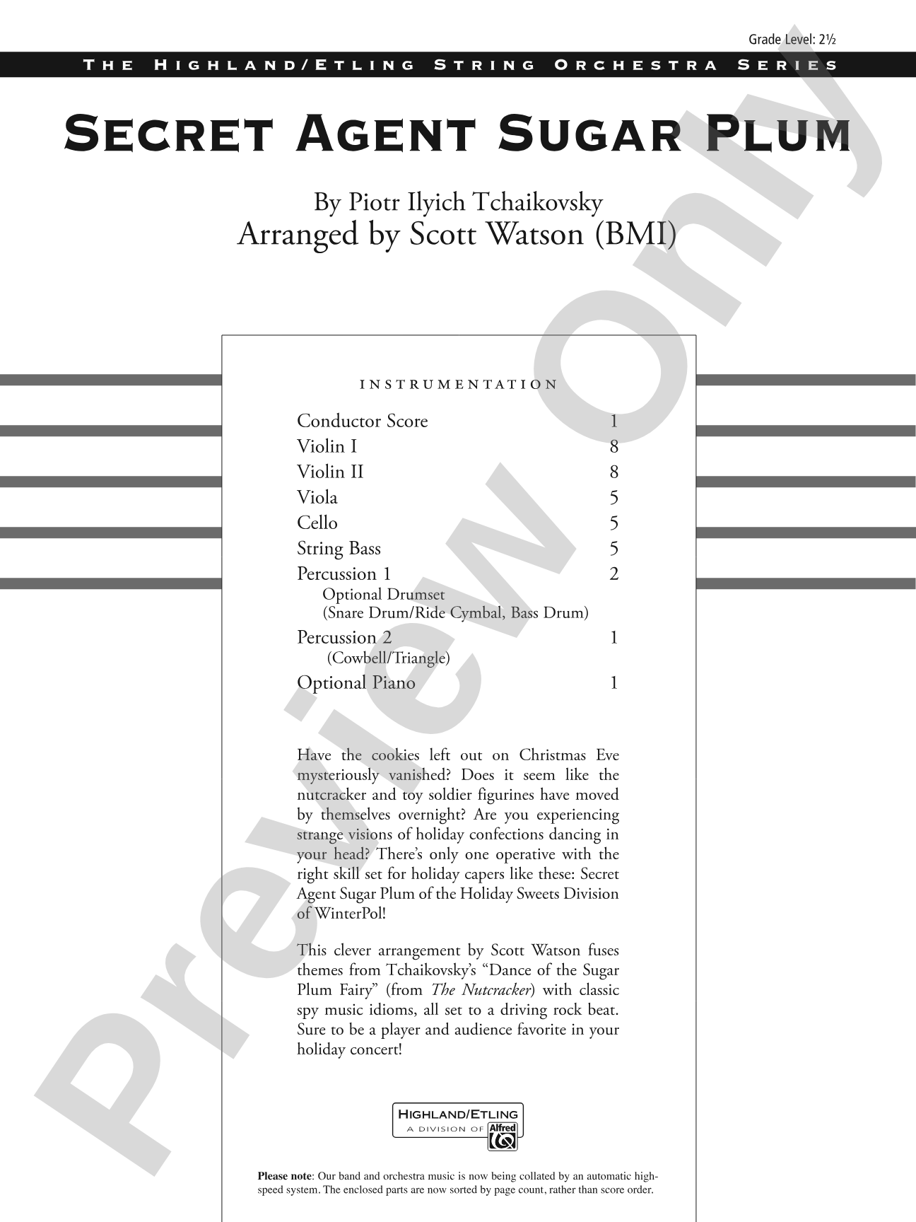 Secret Agent Sugar Plum: String Orchestra Conductor Score & Parts