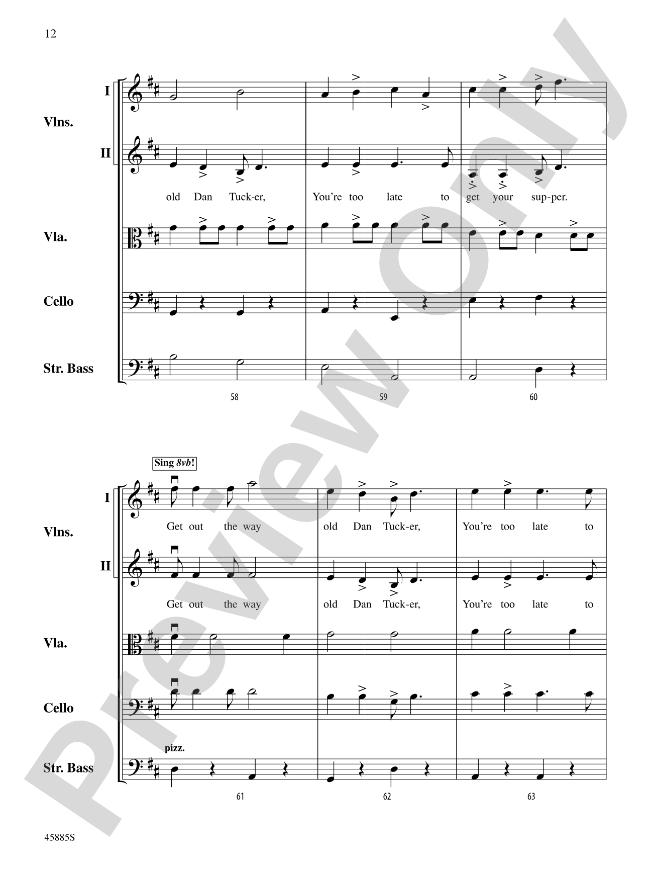 Old Dan Tucker: String Orchestra Conductor Score & Parts