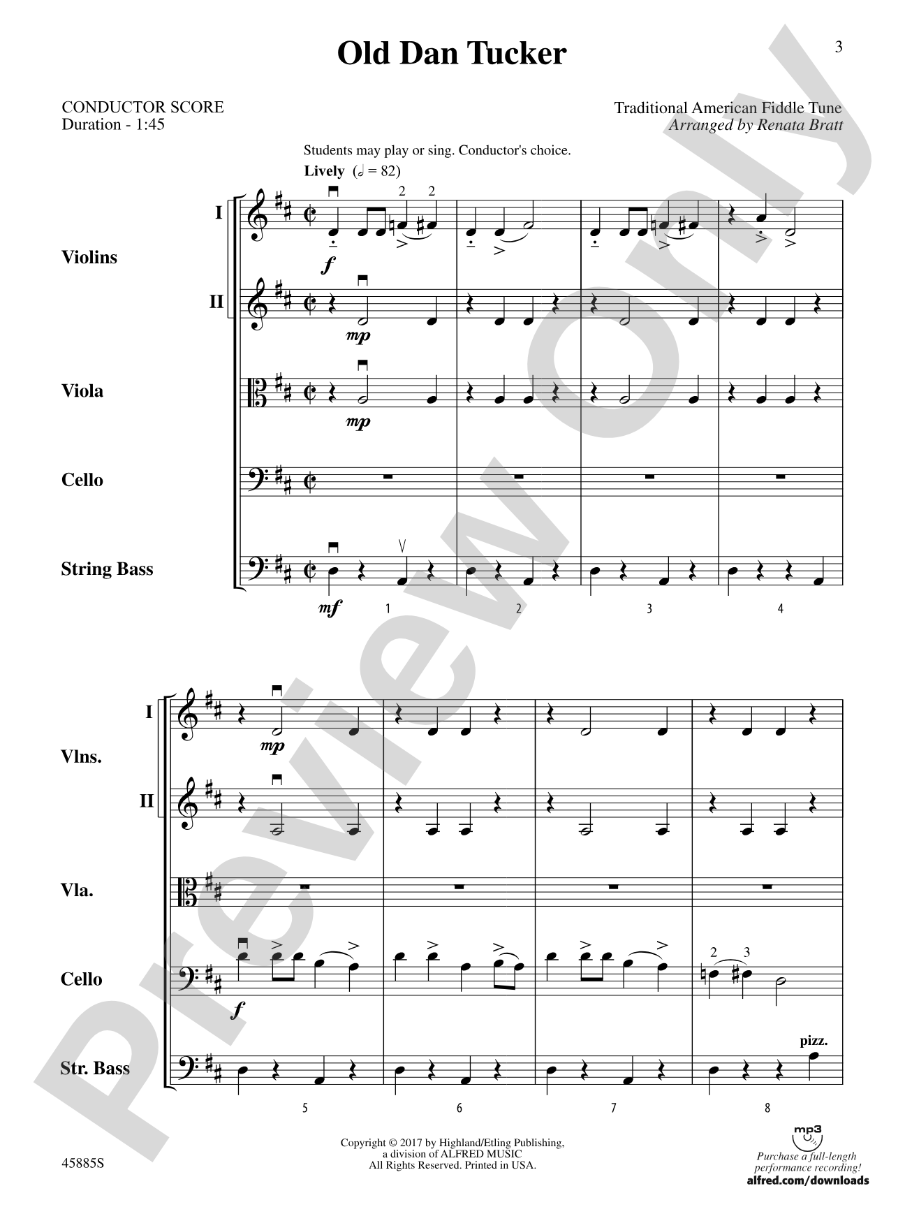 Old Dan Tucker: String Orchestra Conductor Score & Parts