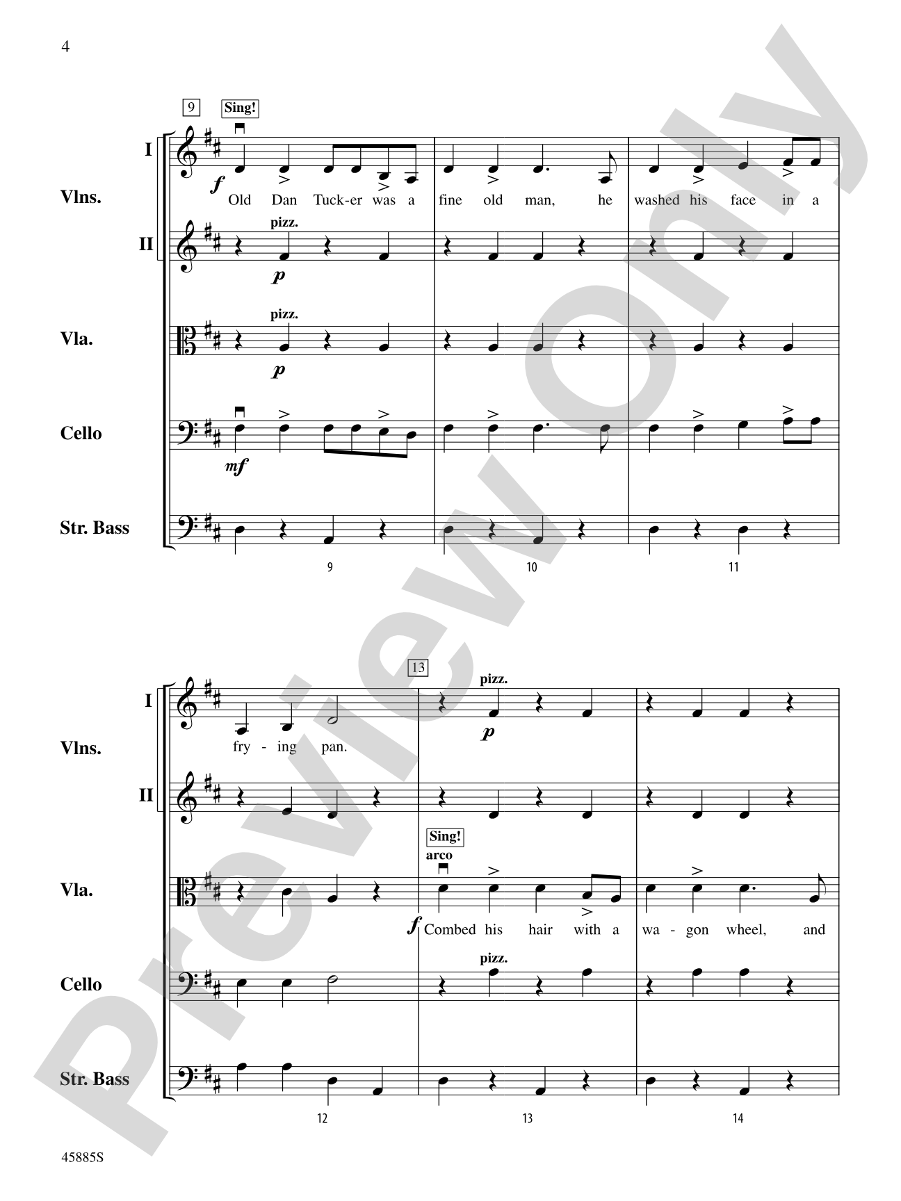 Old Dan Tucker: String Orchestra Conductor Score & Parts