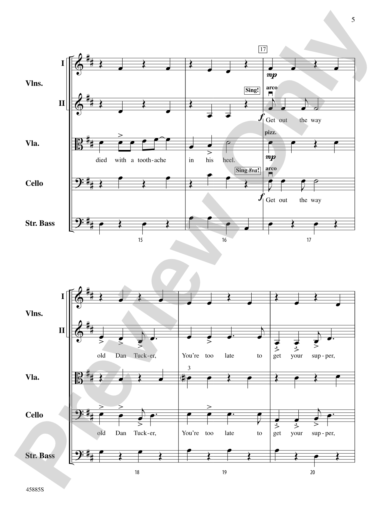 Old Dan Tucker: String Orchestra Conductor Score & Parts