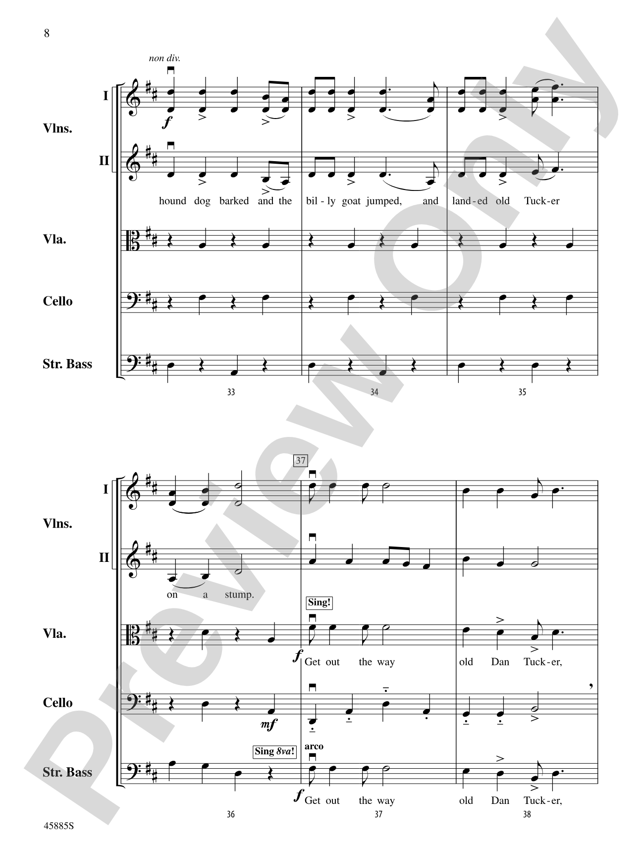 Old Dan Tucker: String Orchestra Conductor Score & Parts