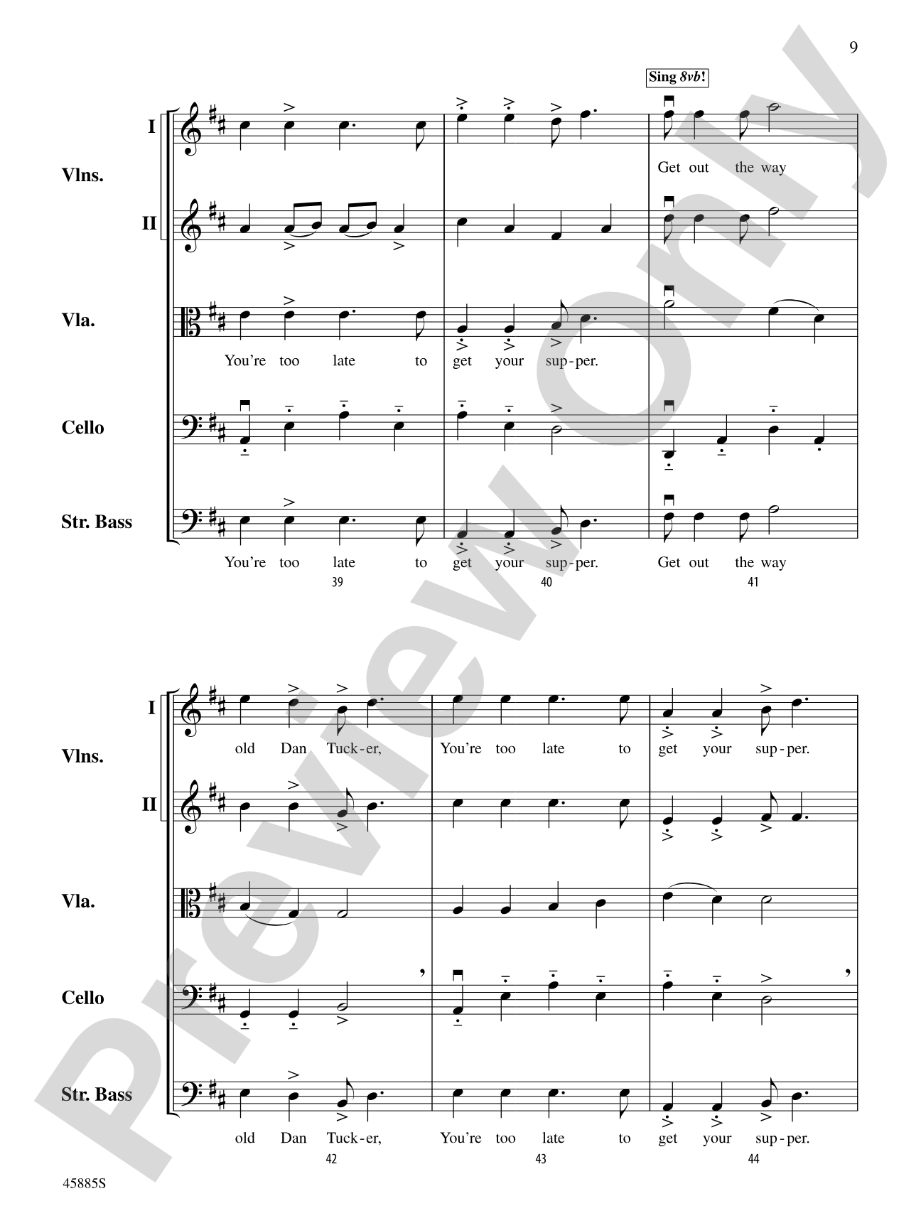 Old Dan Tucker: String Orchestra Conductor Score & Parts