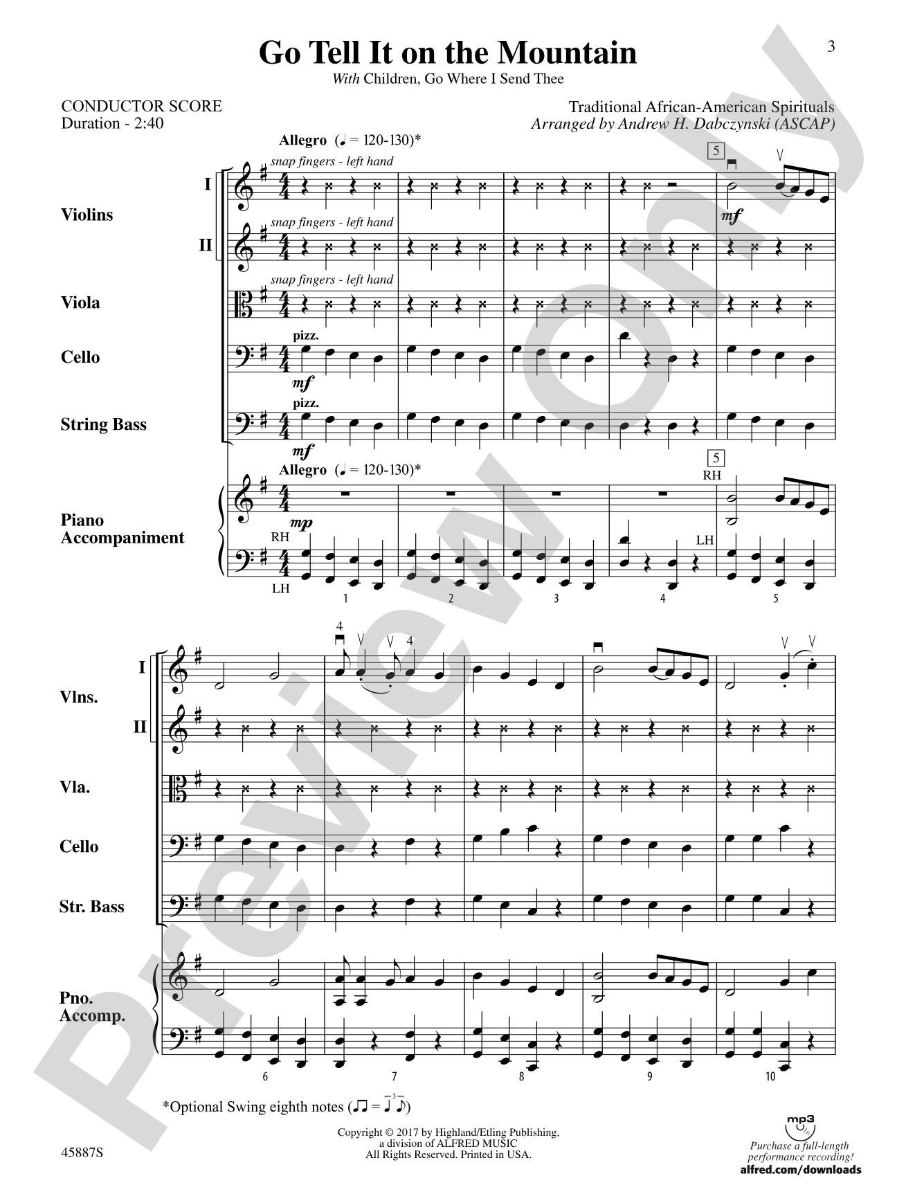 Go Tell It on the Mountain: String Orchestra Conductor Score & Parts