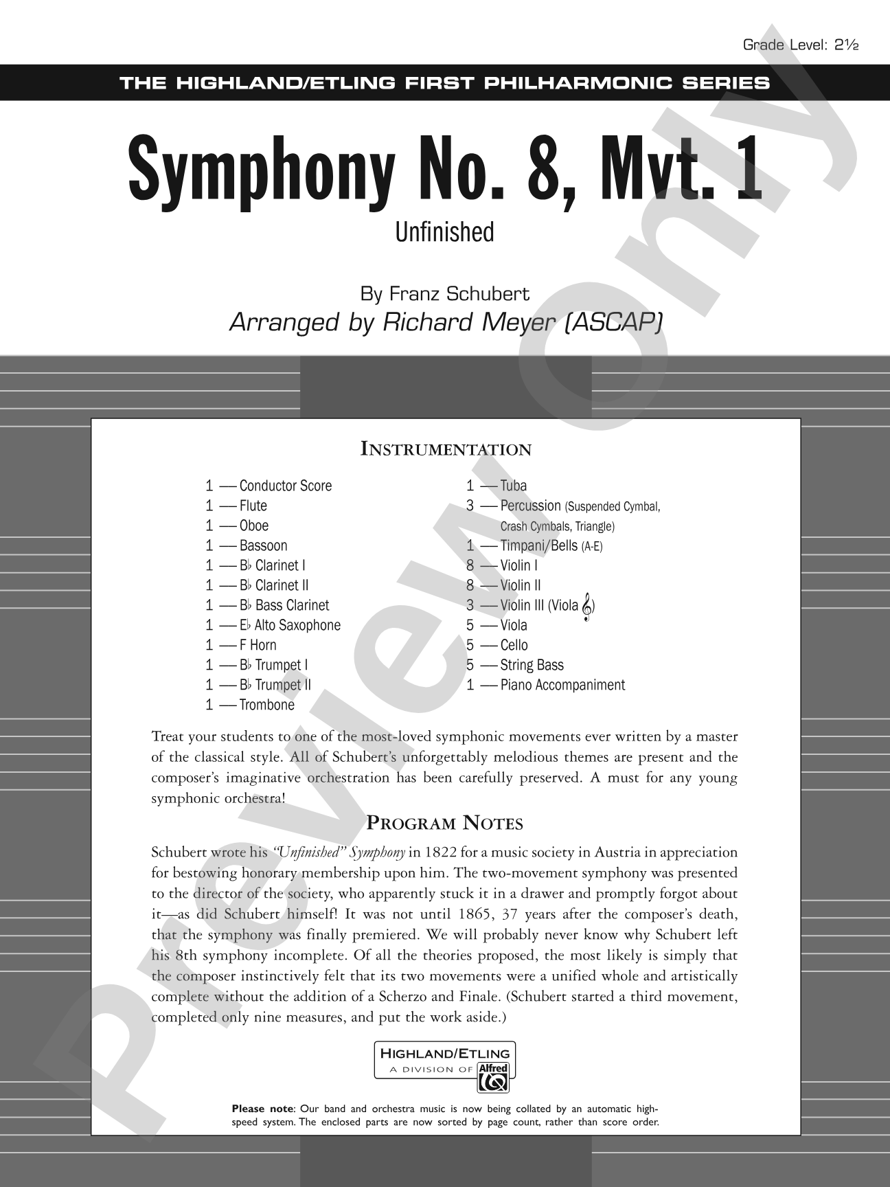 Symphony No. 8, Mvt. 1: Score