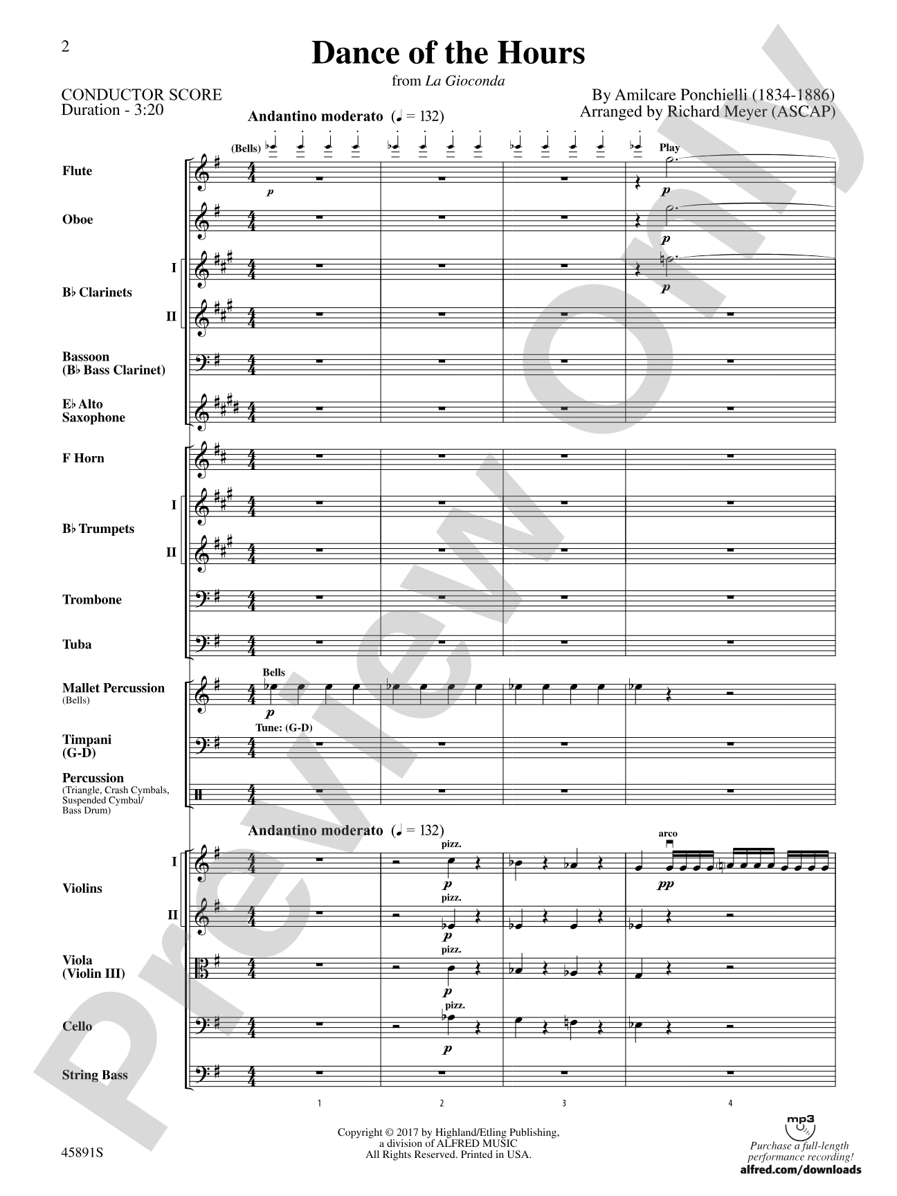 Dance of the Hours: Full Orchestra Conductor Score & Parts