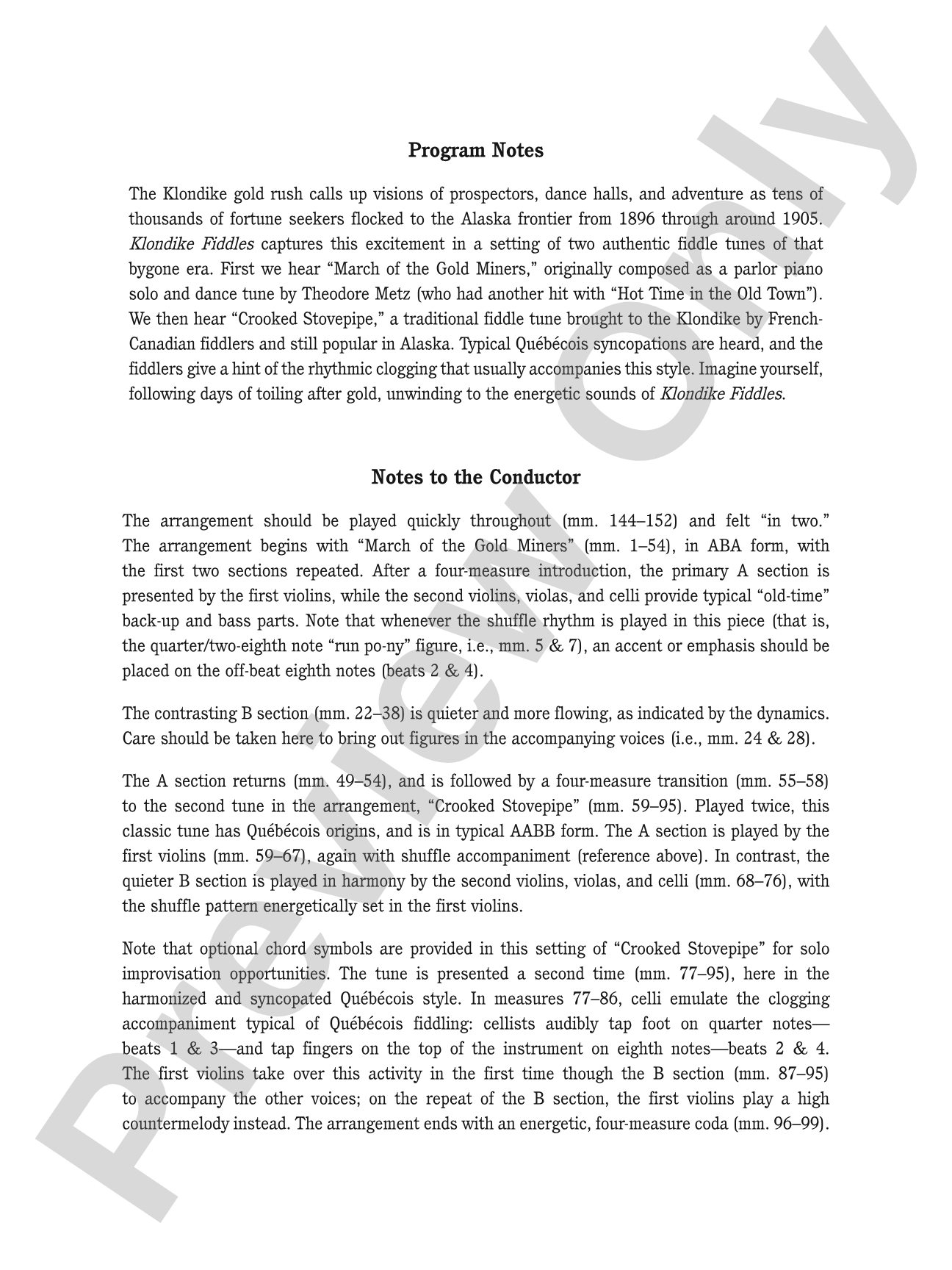 Klondike Fiddles: String Orchestra Conductor Score & Parts