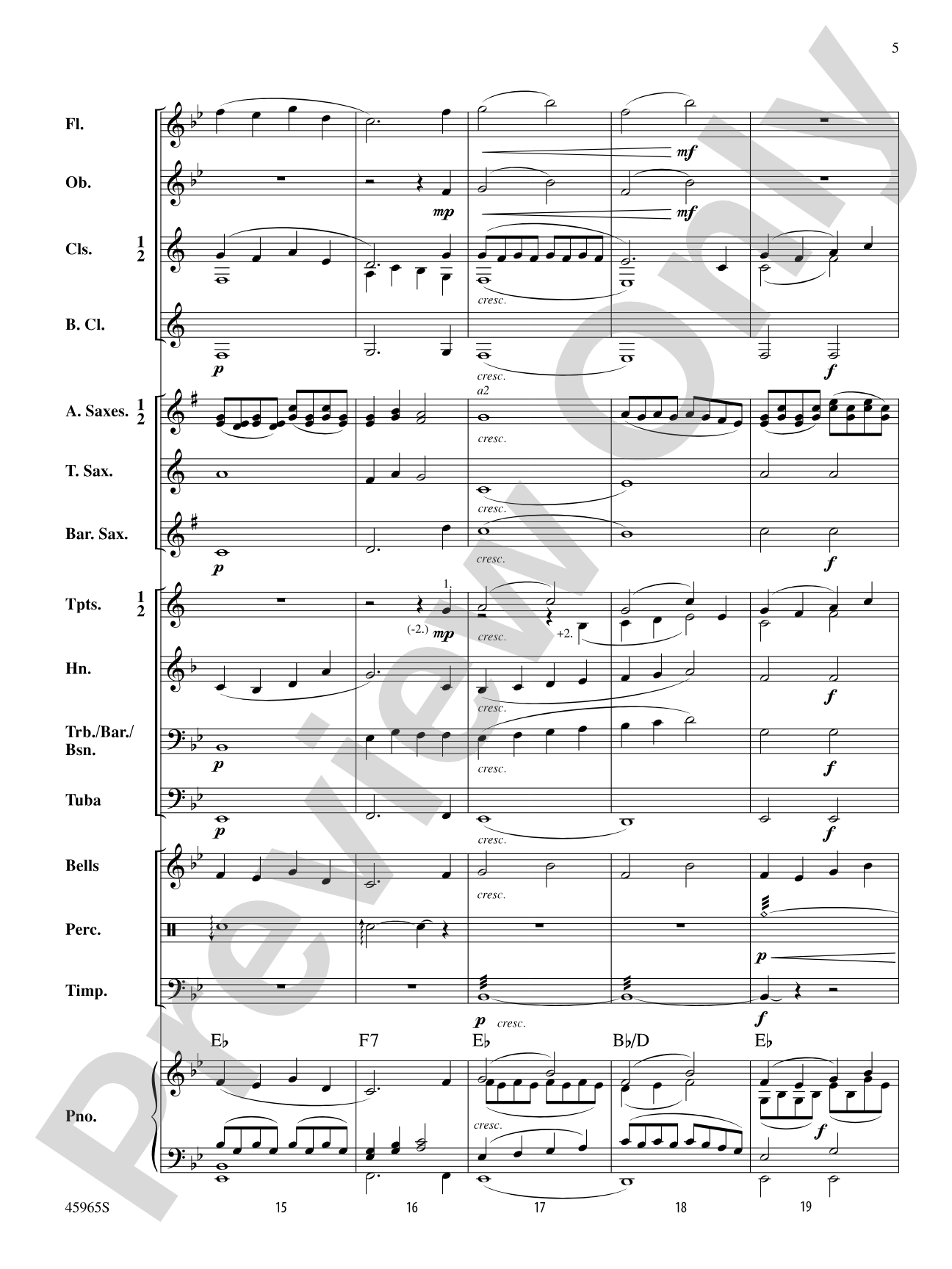 Gently, I Wander: Concert Band Conductor Score & Parts