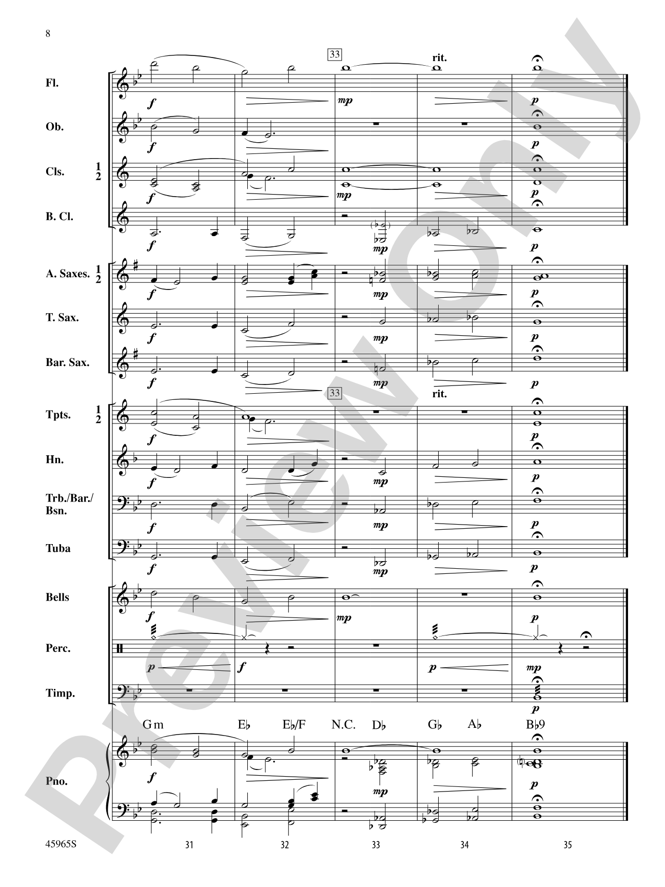 Gently, I Wander: Concert Band Conductor Score & Parts