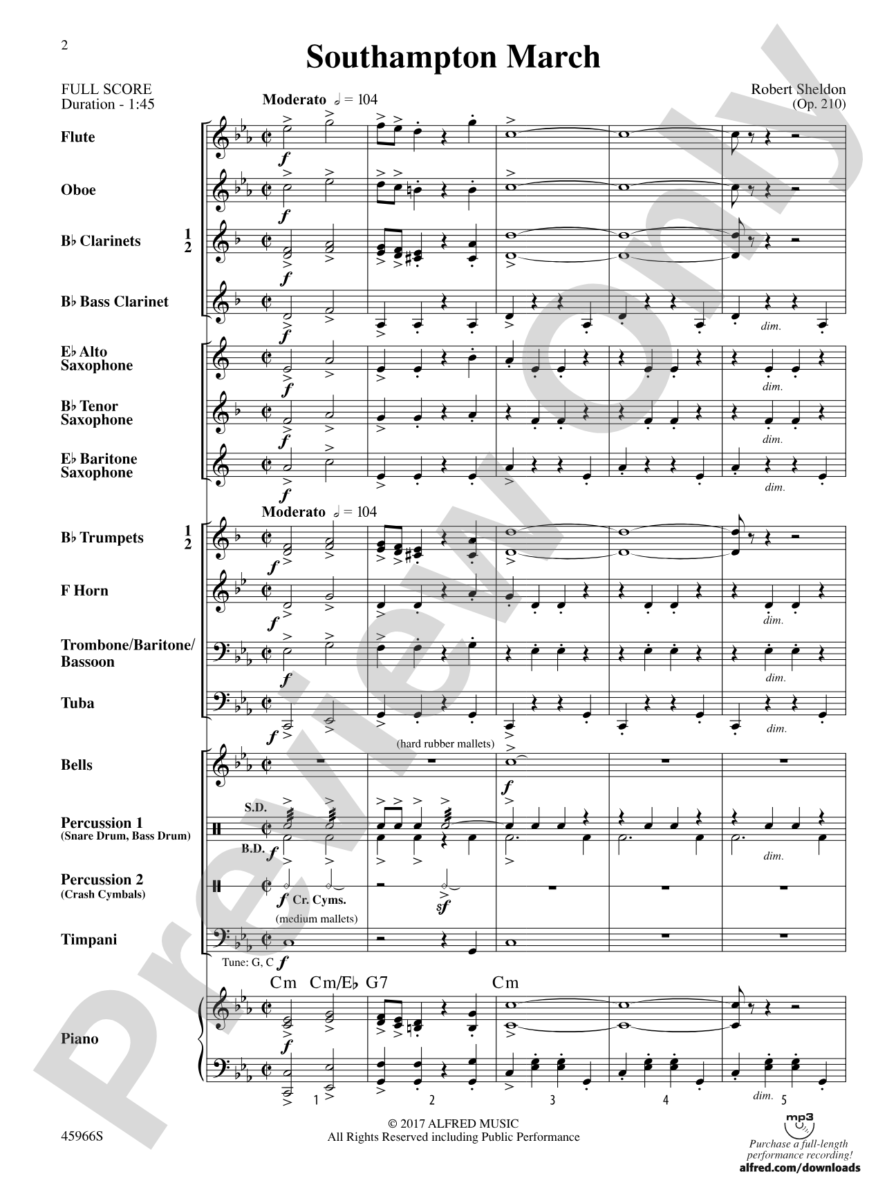 Southampton March: Concert Band Conductor Score & Parts