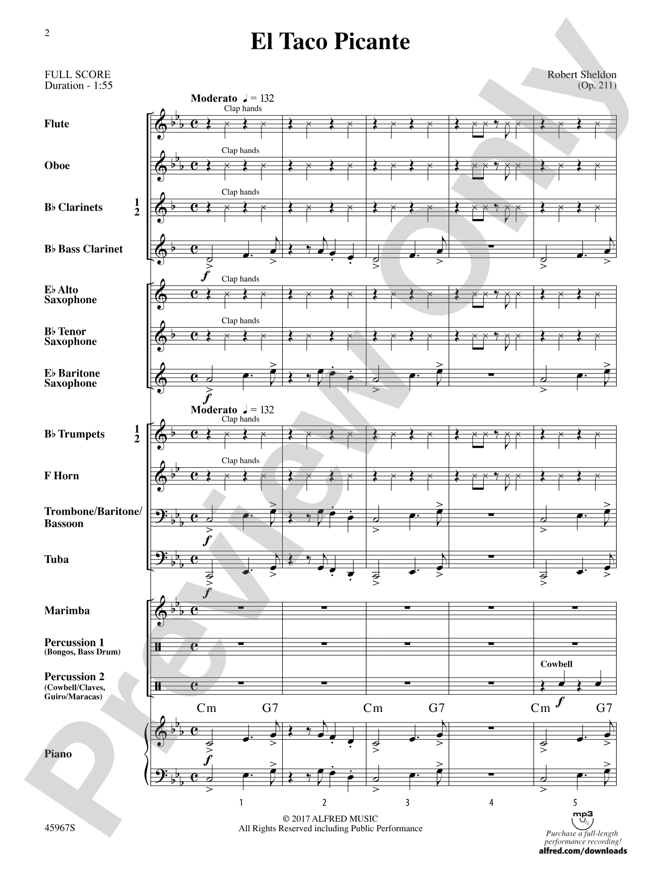 El Taco Picante: Concert Band Conductor Score & Parts