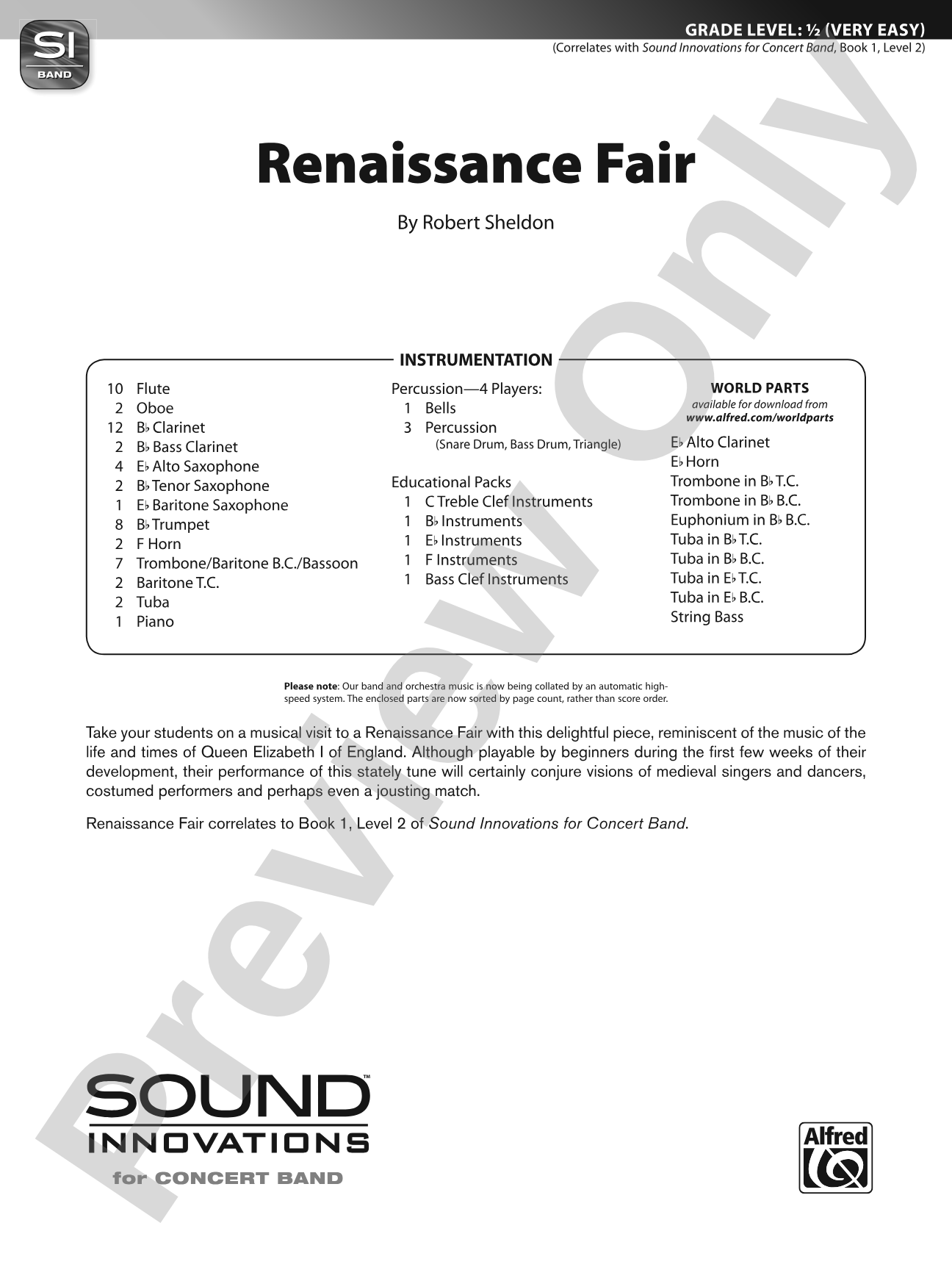 Renaissance Fair: Concert Band Conductor Score & Parts