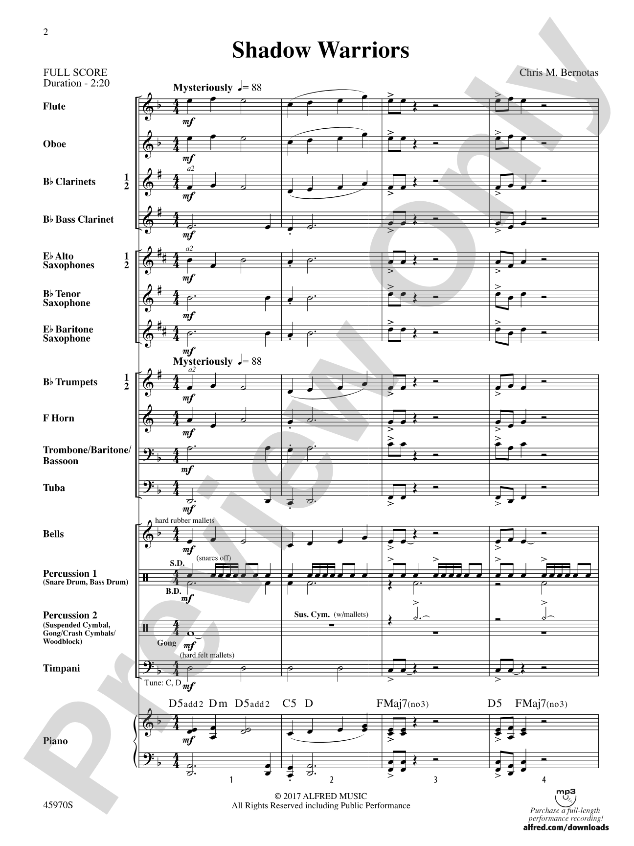 Shadow Warriors: Concert Band Conductor Score & Parts