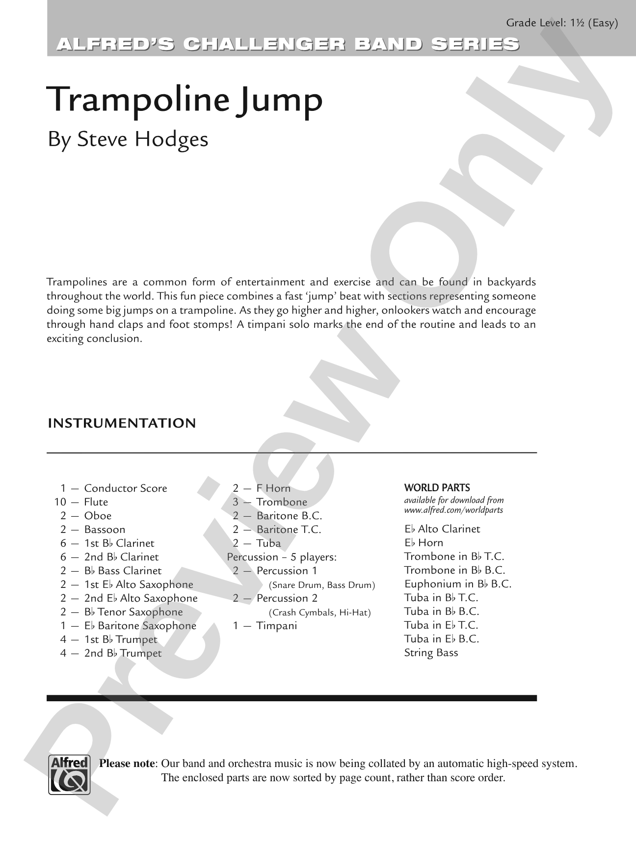 Trampoline Jump: Concert Band Conductor Score & Parts