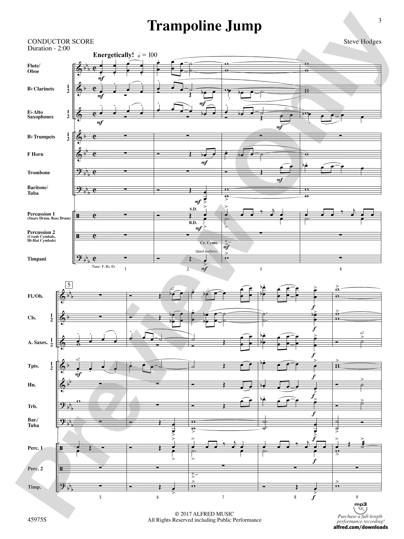 Trampoline Jump: Concert Band Conductor Score & Parts