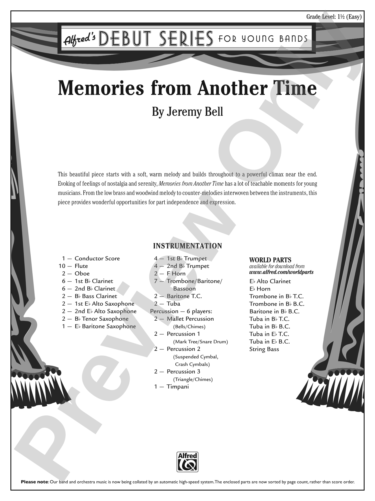 Memories from Another Time: Concert Band Conductor Score & Parts