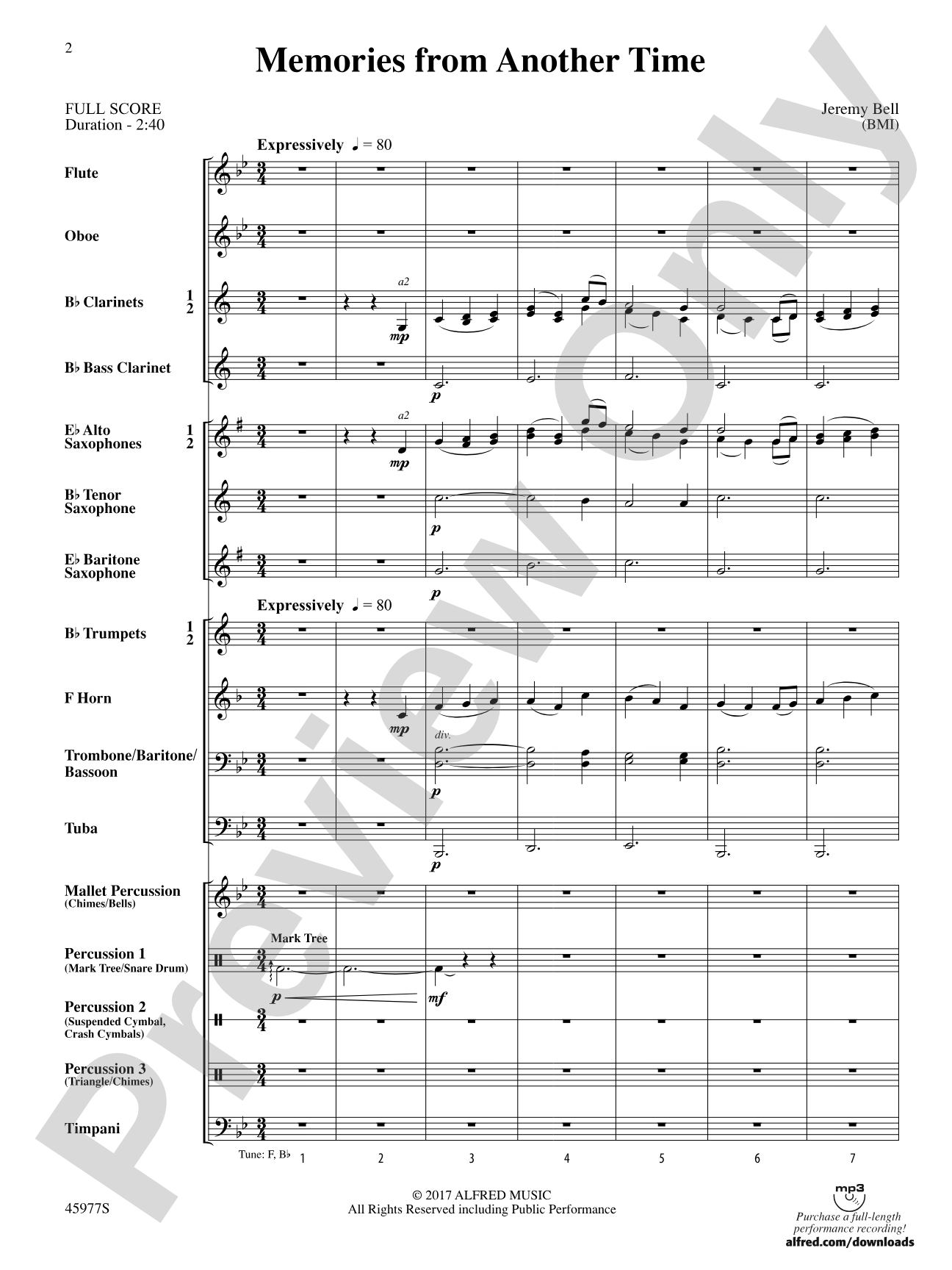 Memories from Another Time: Concert Band Conductor Score & Parts