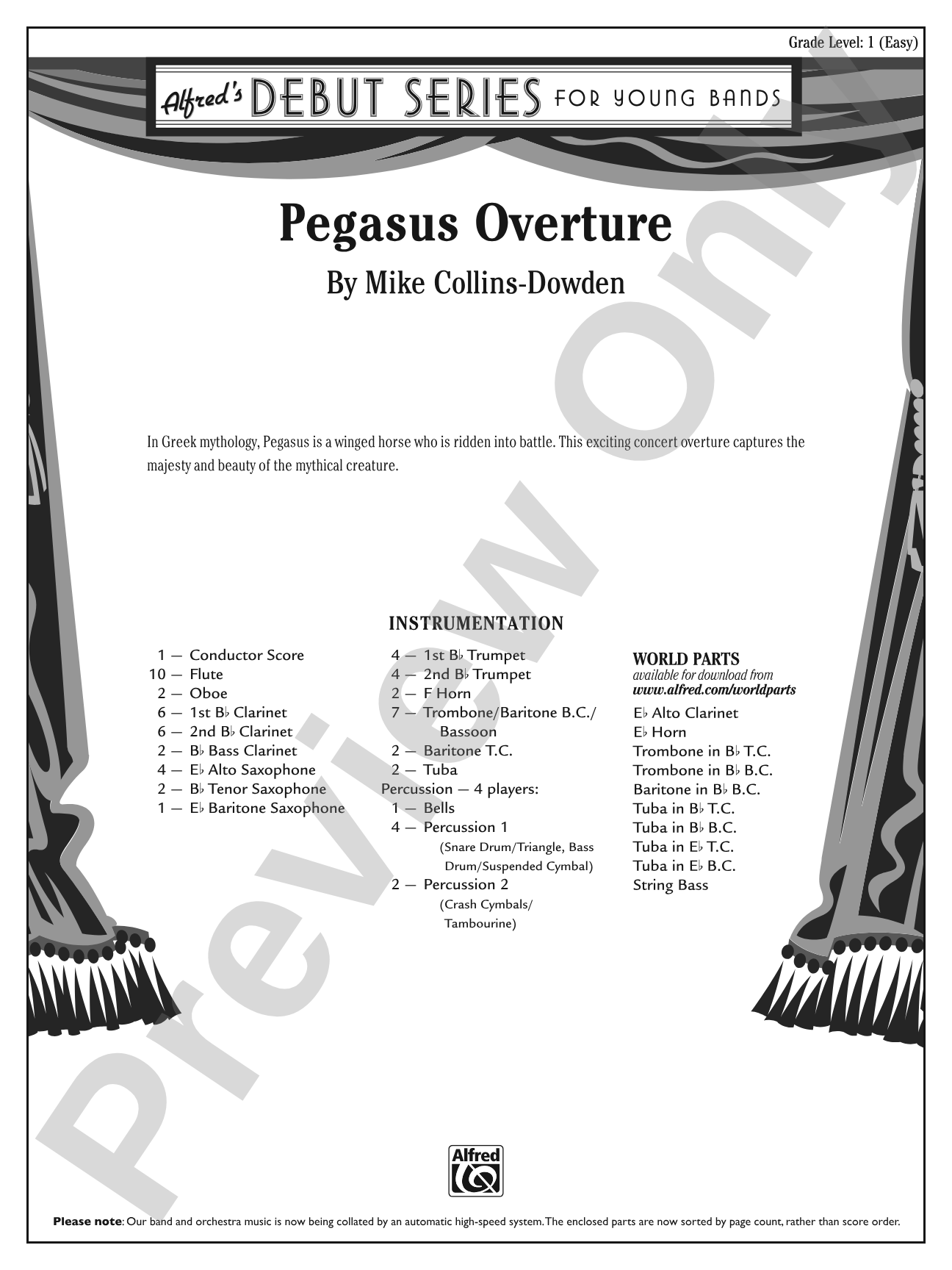 Pegasus Overture: Concert Band Conductor Score & Parts