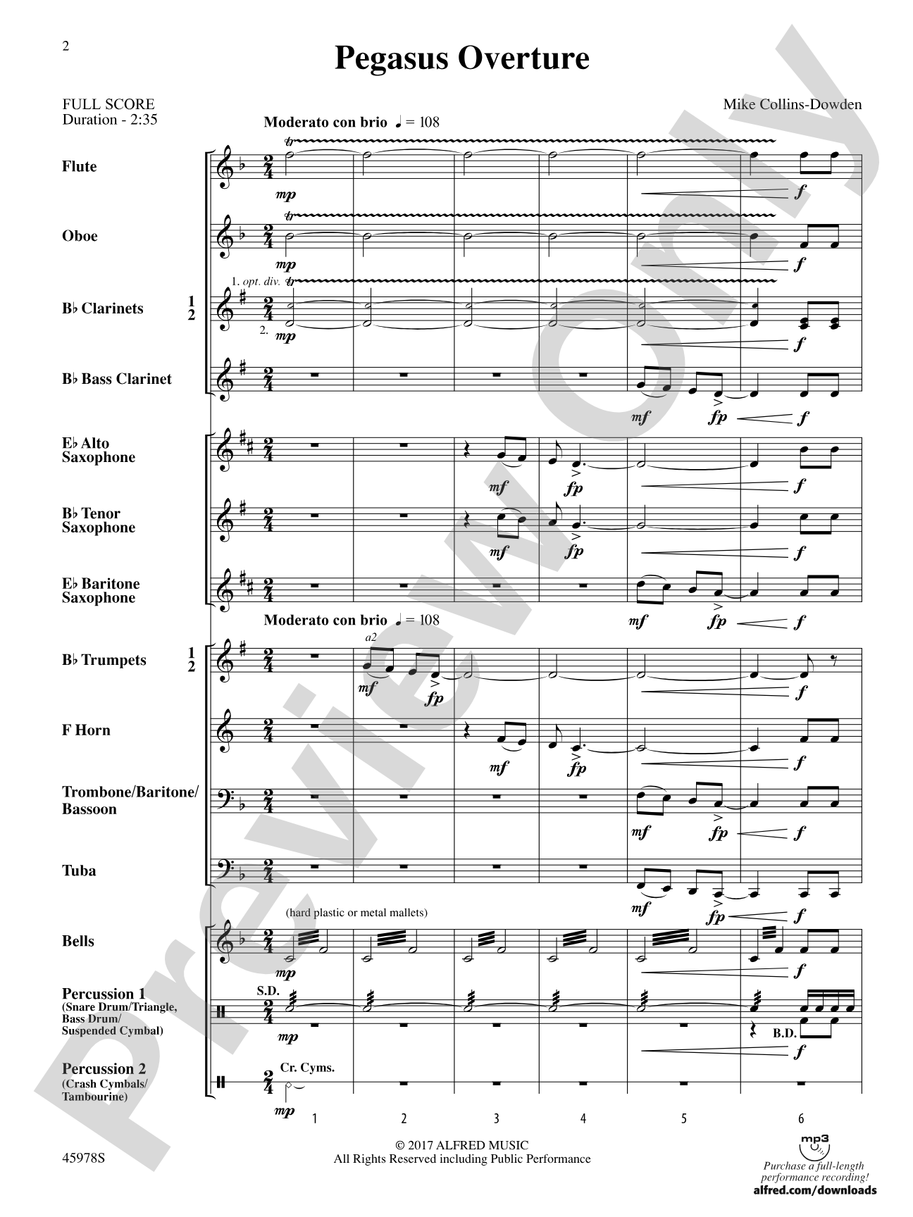 Pegasus Overture: Concert Band Conductor Score & Parts
