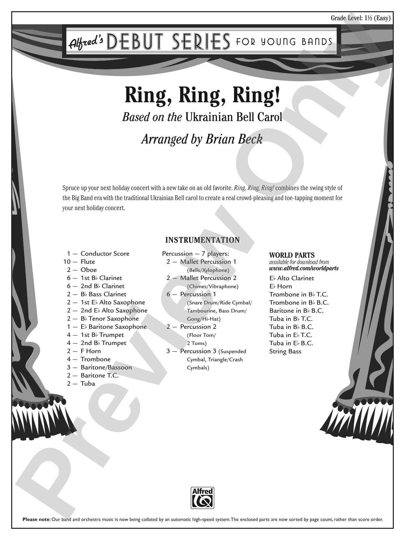 Ring, Ring, Ring!: Concert Band Conductor Score & Parts