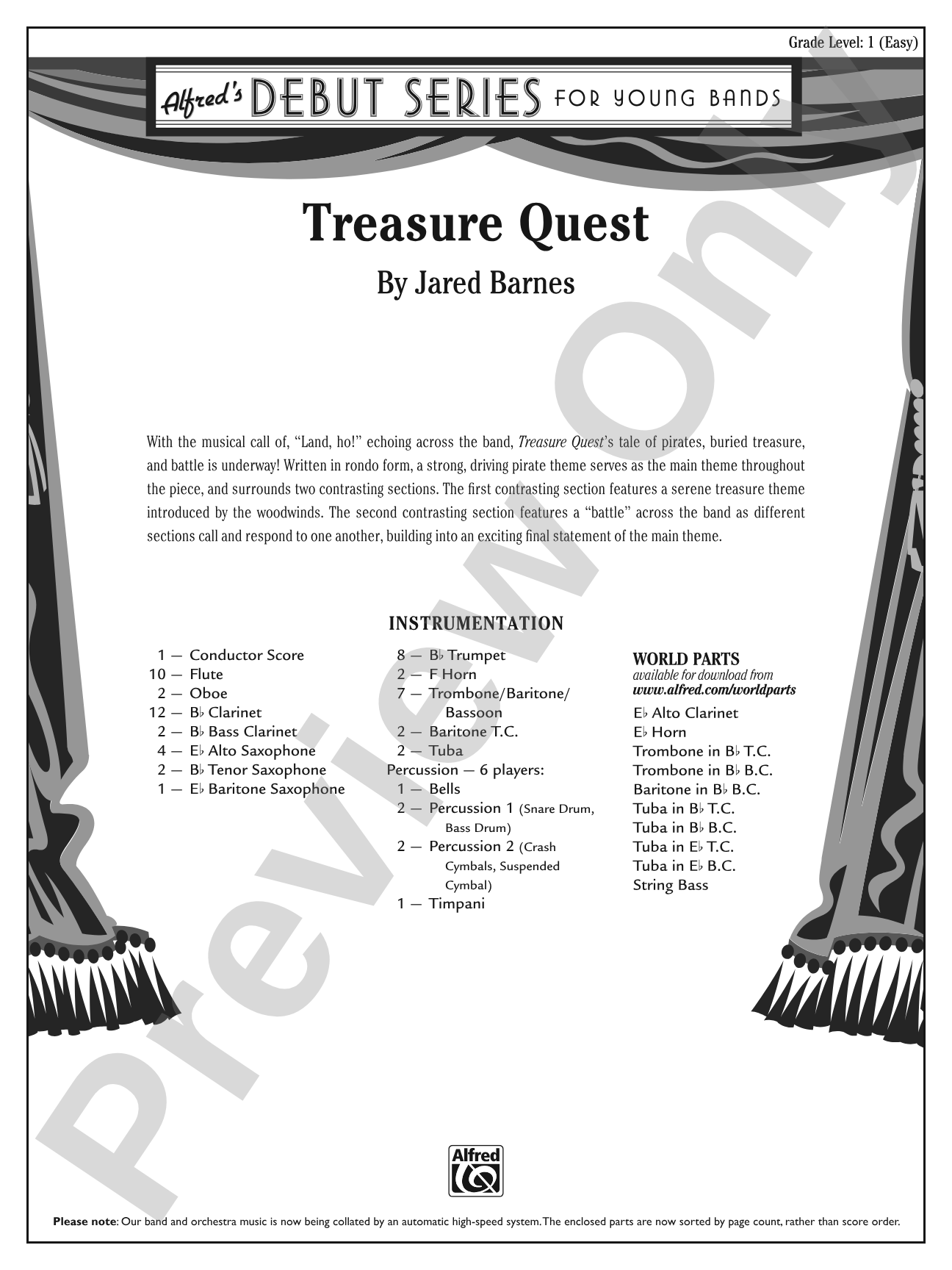 Treasure Quest: Concert Band Conductor Score & Parts