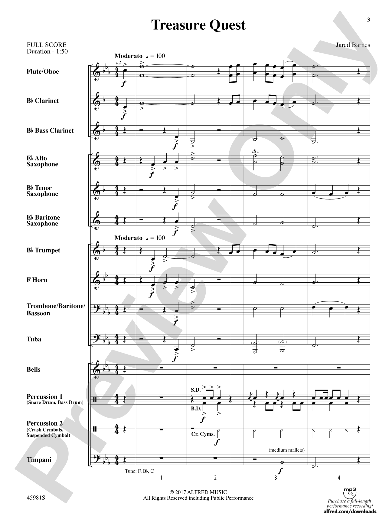 Treasure Quest: Concert Band Conductor Score & Parts