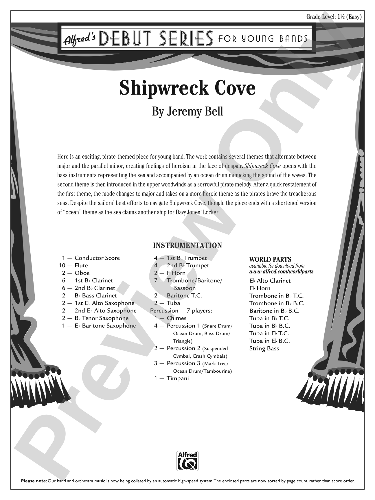 Shipwreck Cove: Concert Band Conductor Score & Parts