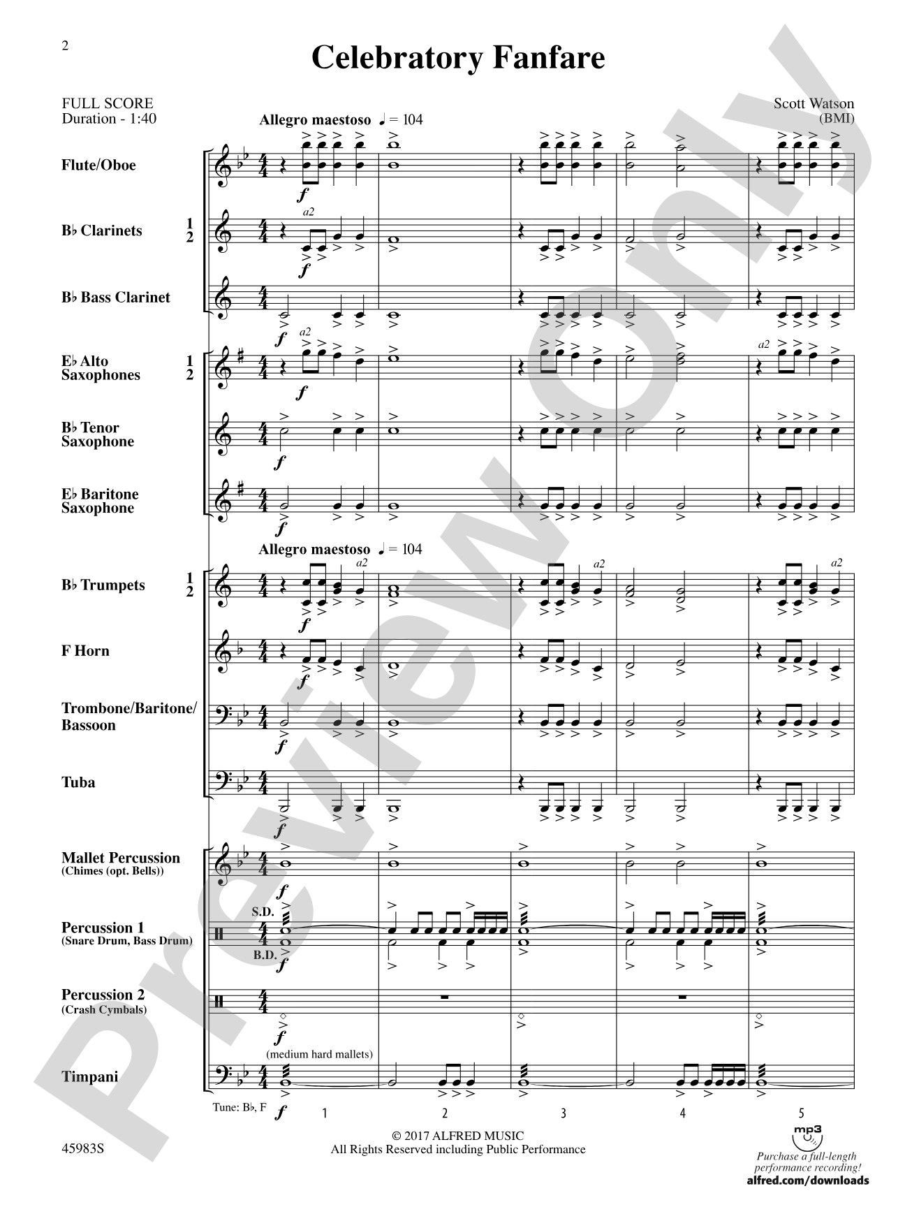Celebratory Fanfare: Concert Band Conductor Score & Parts