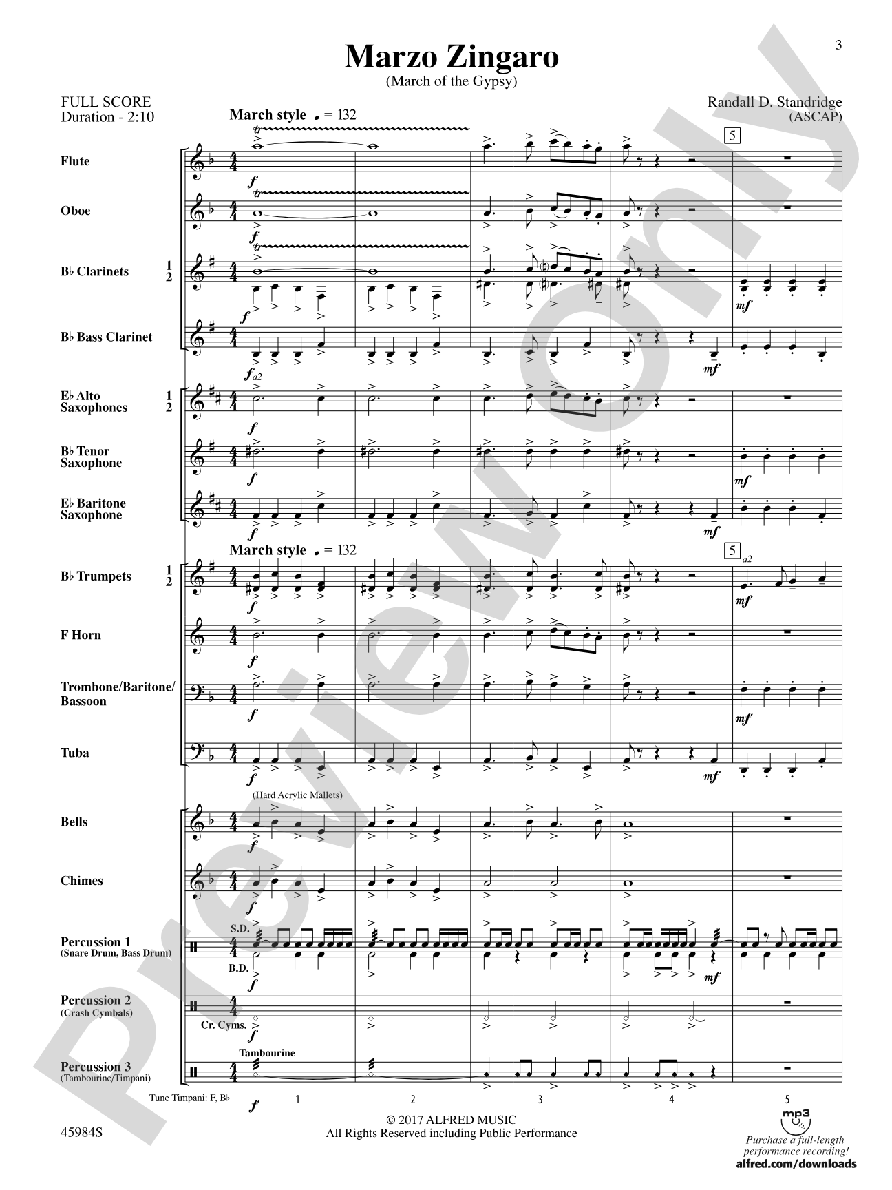 Marzo Zingaro: Concert Band Conductor Score & Parts