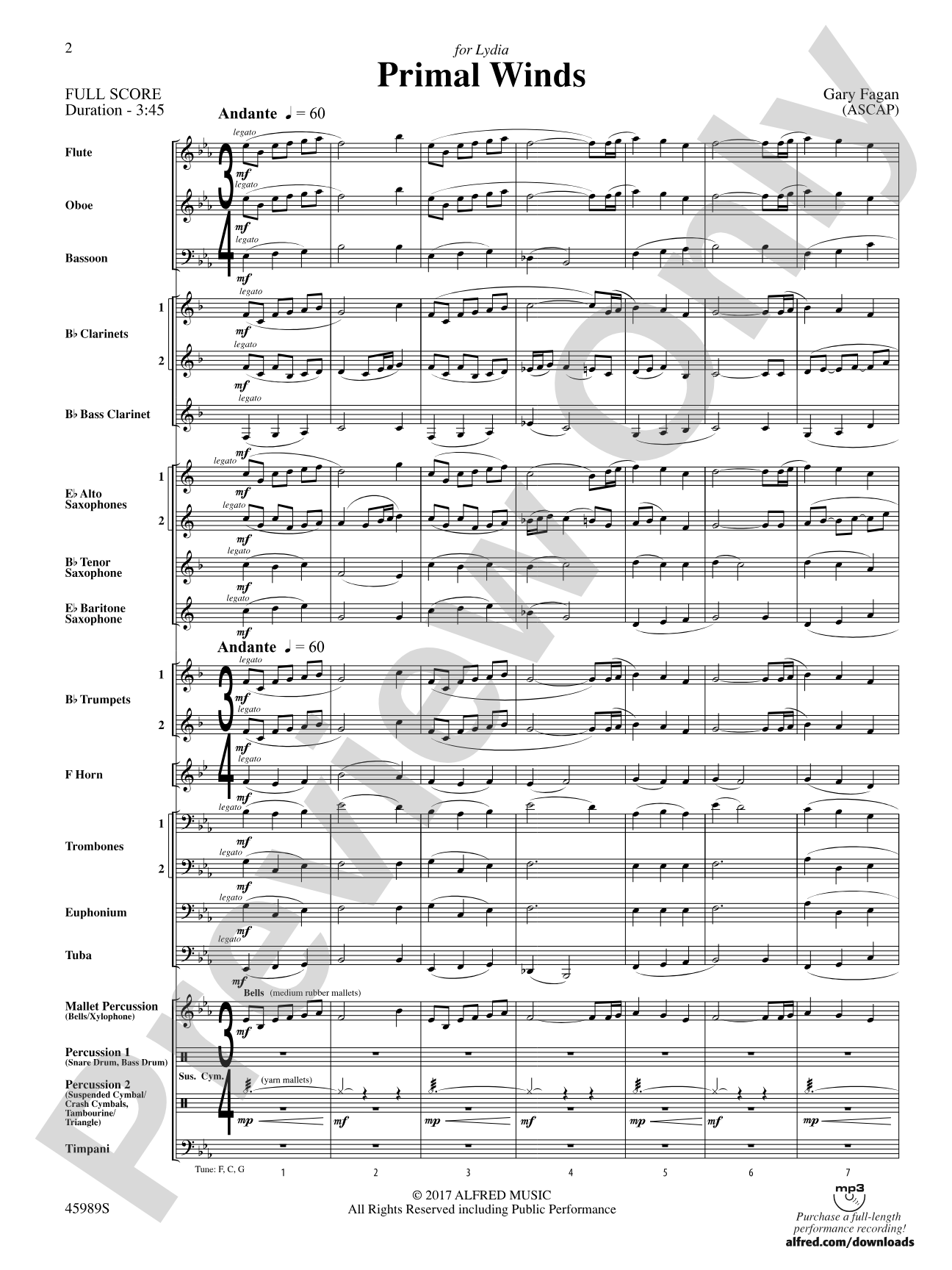 Primal Winds: Concert Band Conductor Score & Parts