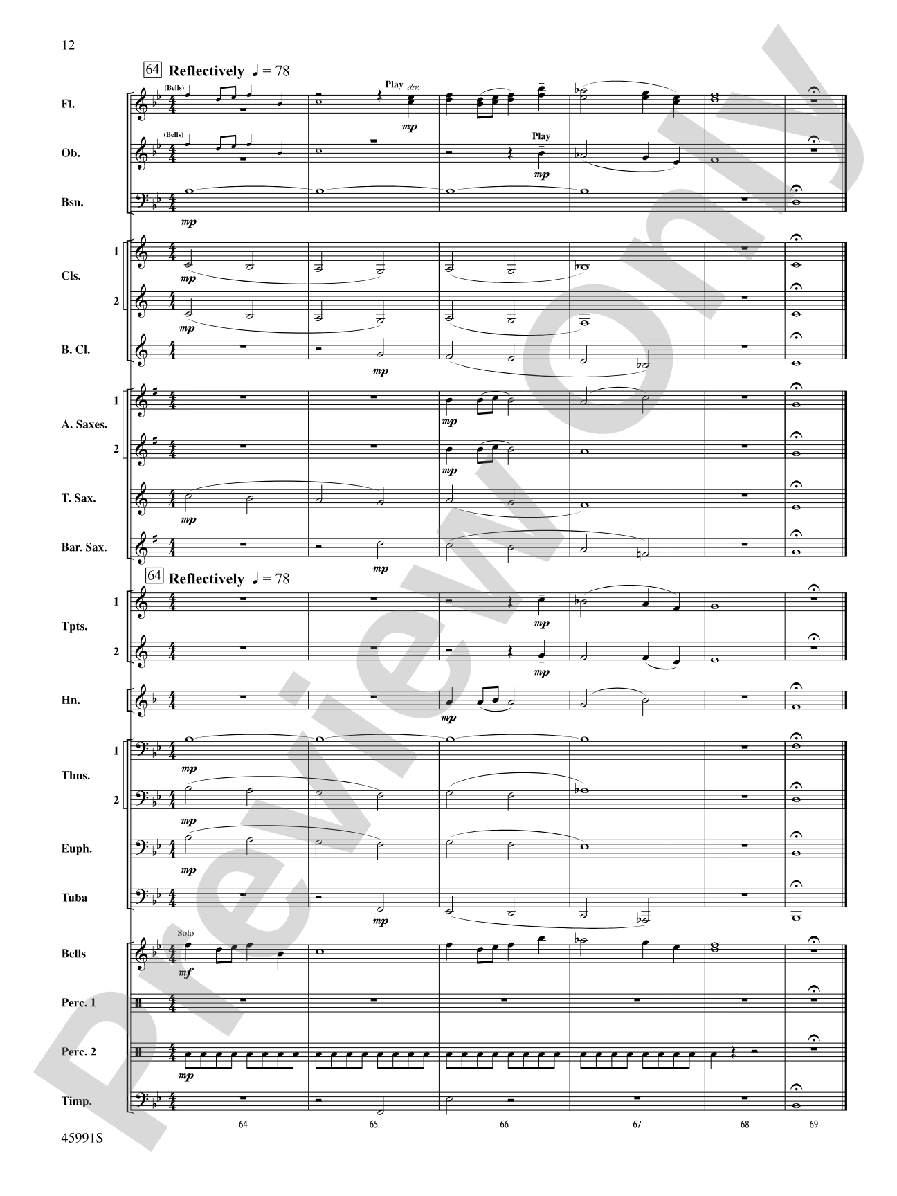 Snowfall: Concert Band Conductor Score & Parts