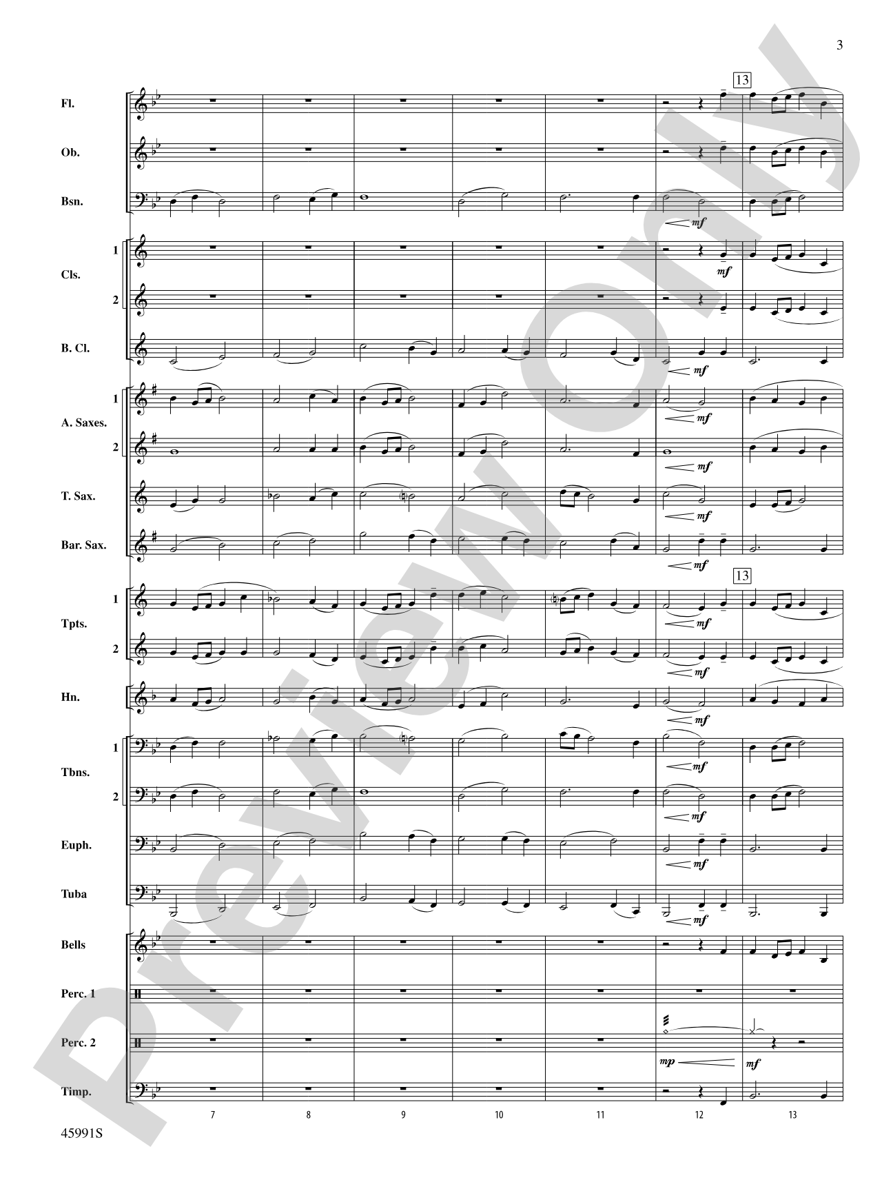 Snowfall: Concert Band Conductor Score & Parts