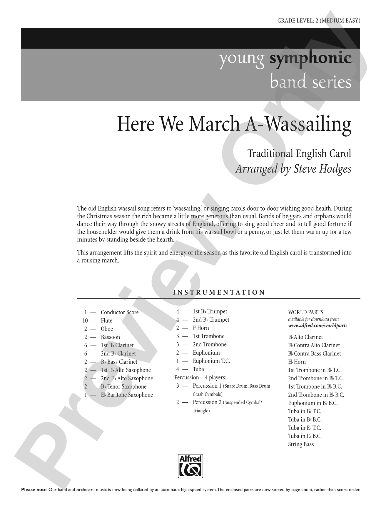 Here We March A-Wassailing: Concert Band Conductor Score & Parts