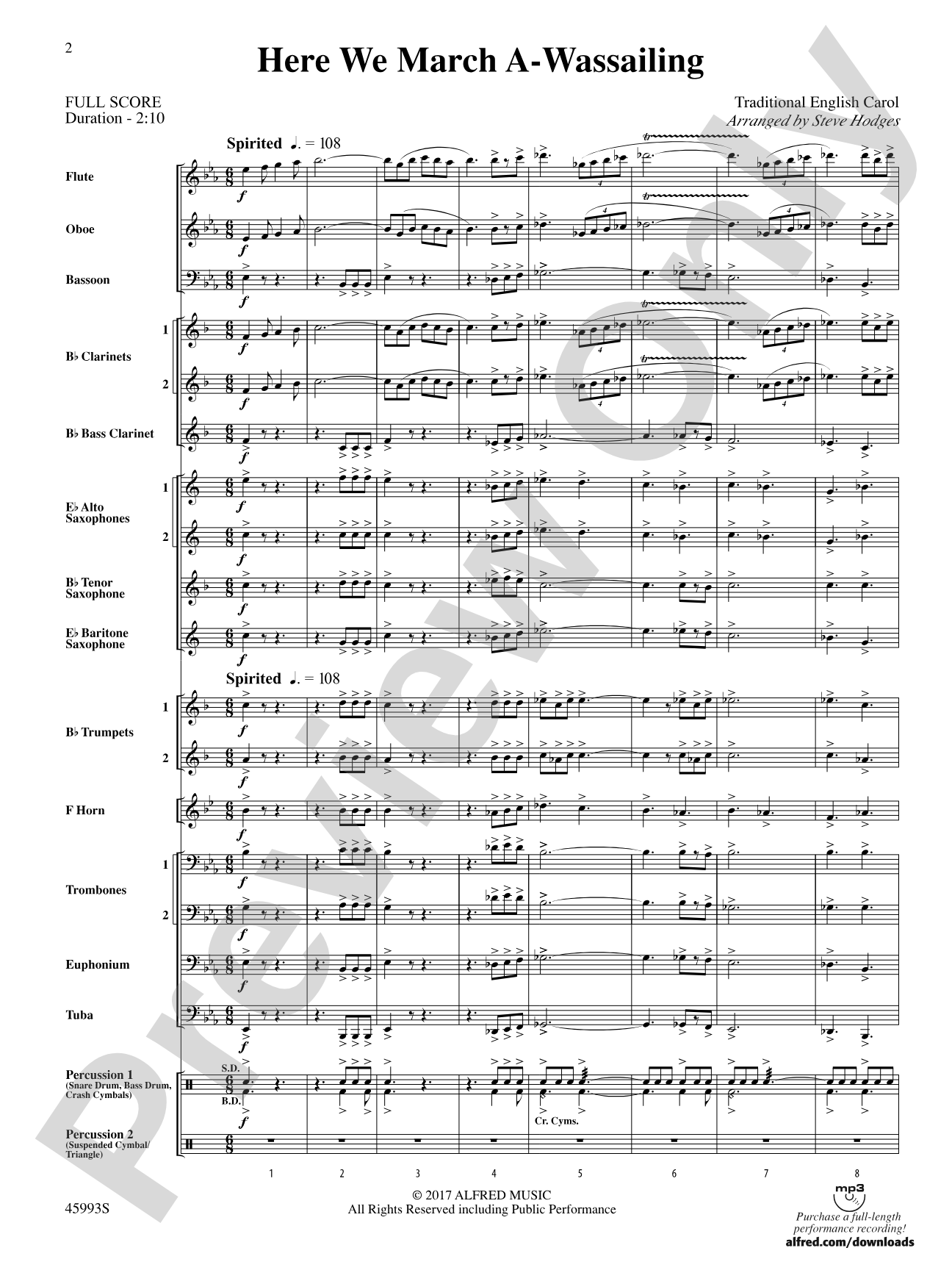 Here We March A-Wassailing: Concert Band Conductor Score & Parts