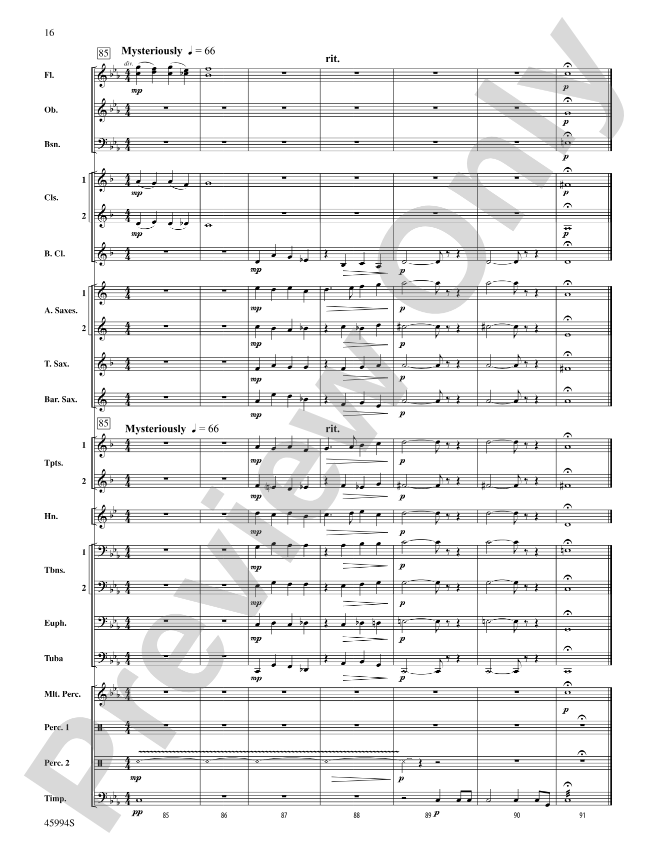 Shadows Unseen: Concert Band Conductor Score & Parts