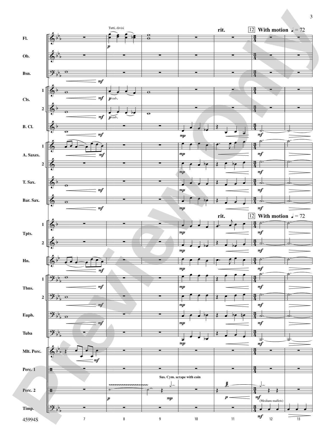 Shadows Unseen: Concert Band Conductor Score & Parts