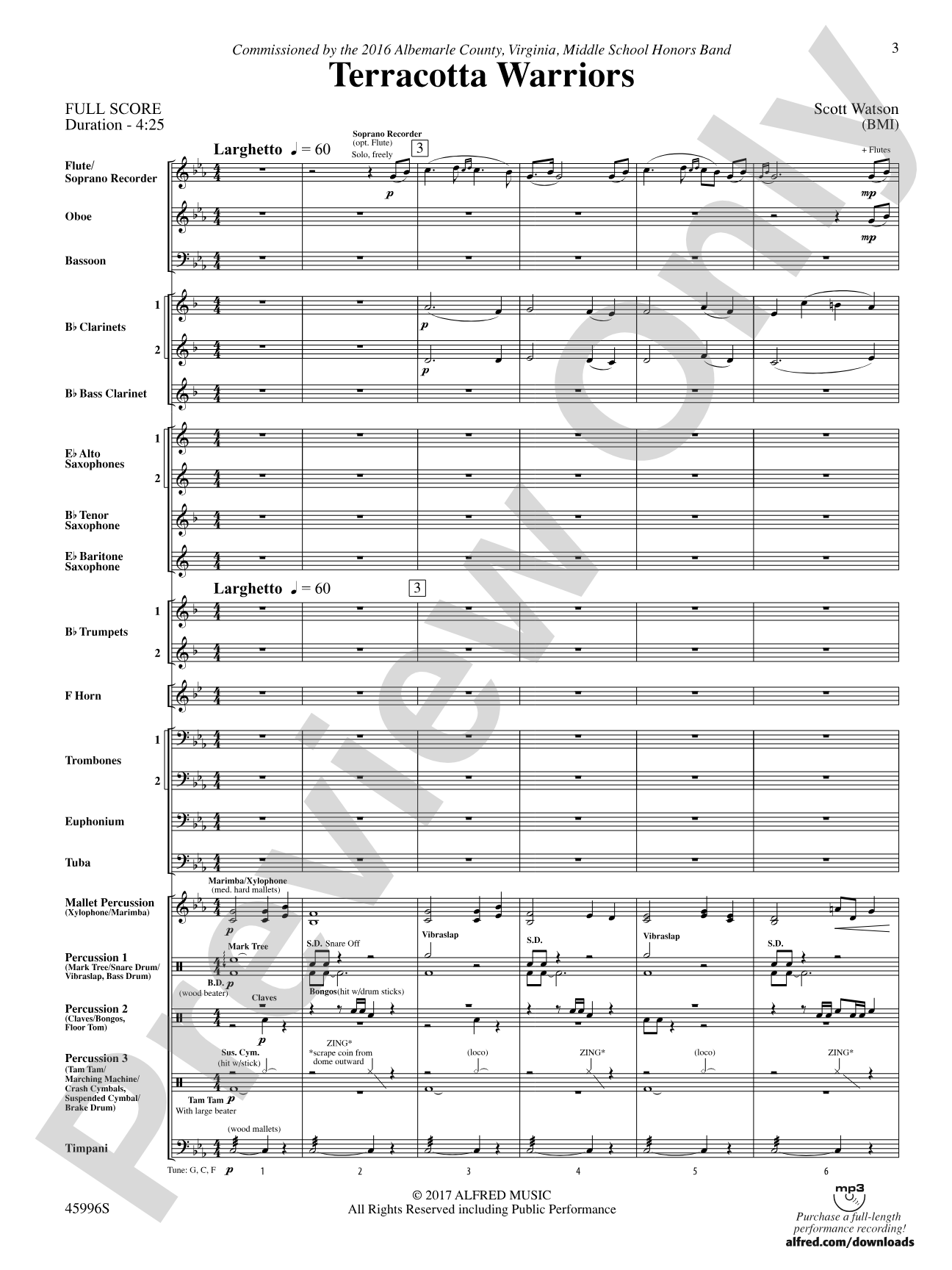 Terracotta Warriors: Concert Band Conductor Score & Parts
