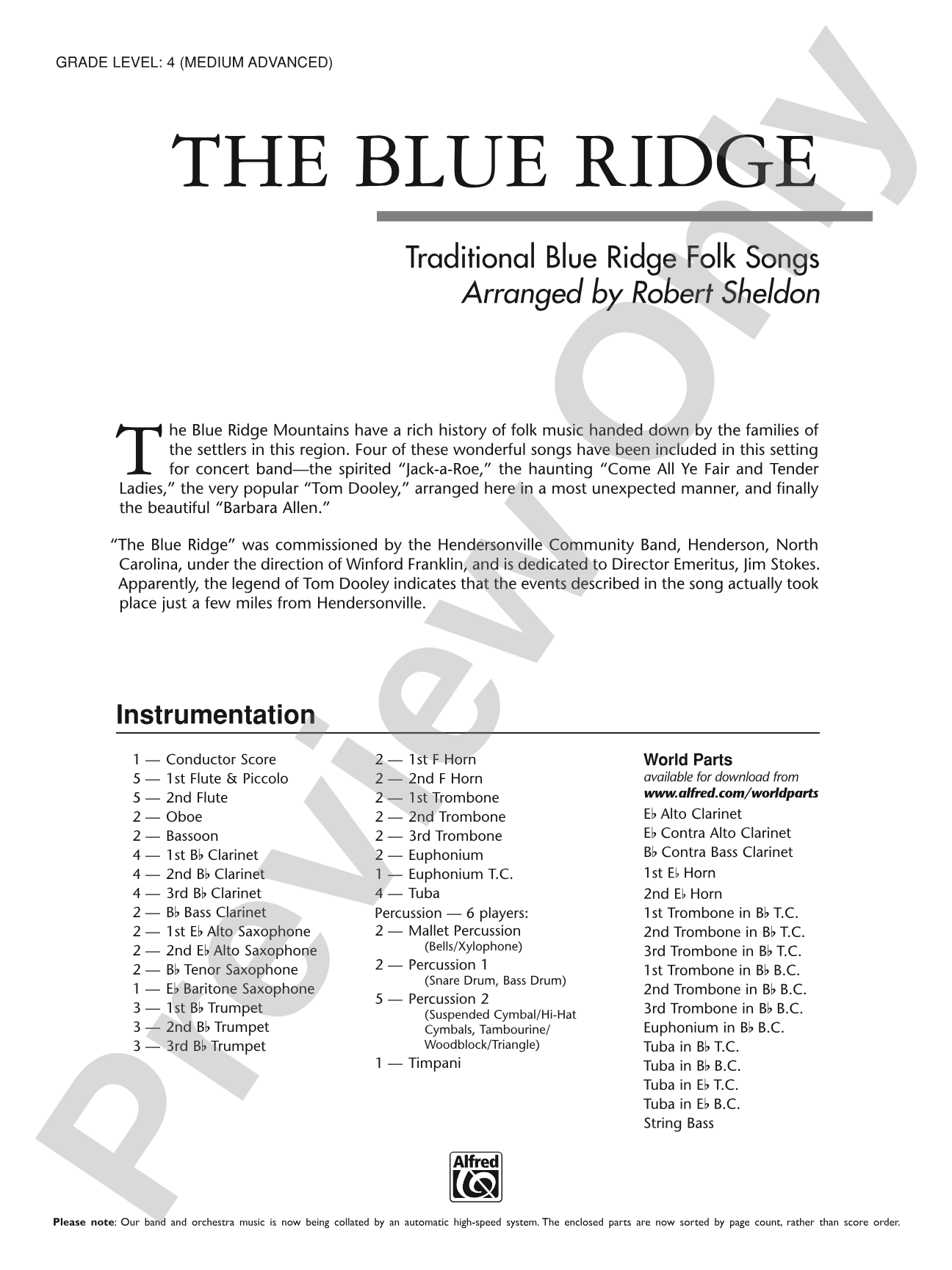 The Blue Ridge: Score