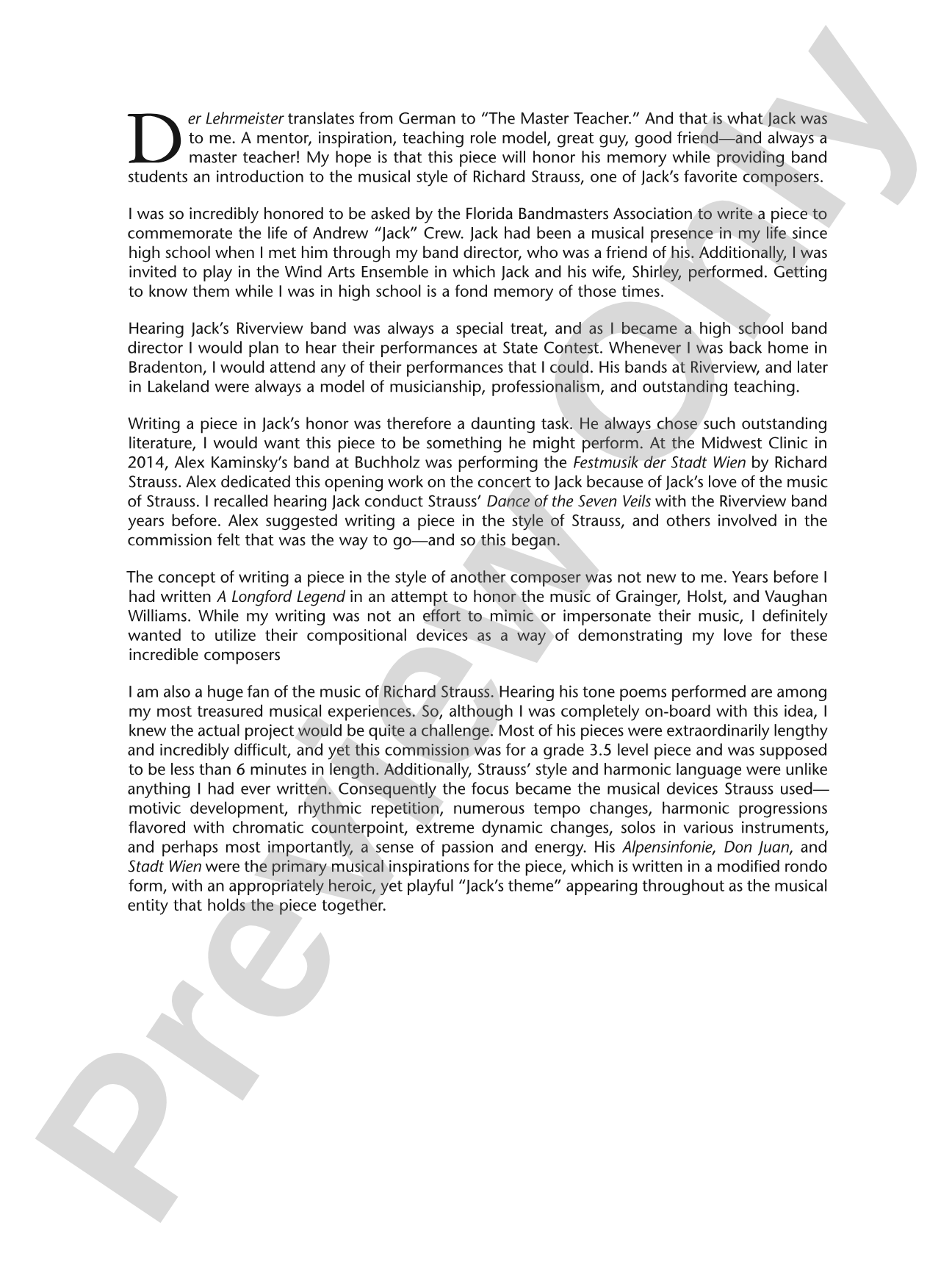 Der Lehrmeister: Concert Band Conductor Score & Parts